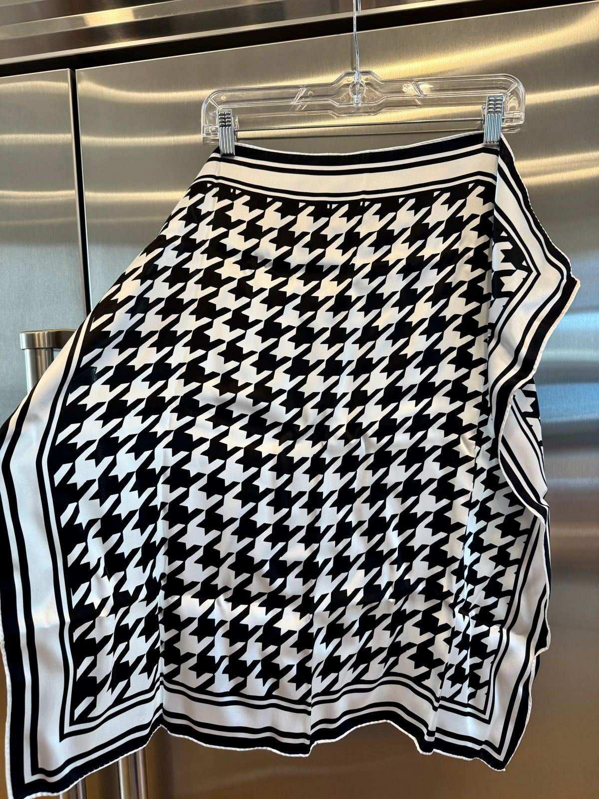 Porsche x Soho House Satin Pepita Black / White Houndstooth Heritage Pasha Scarf Bandana