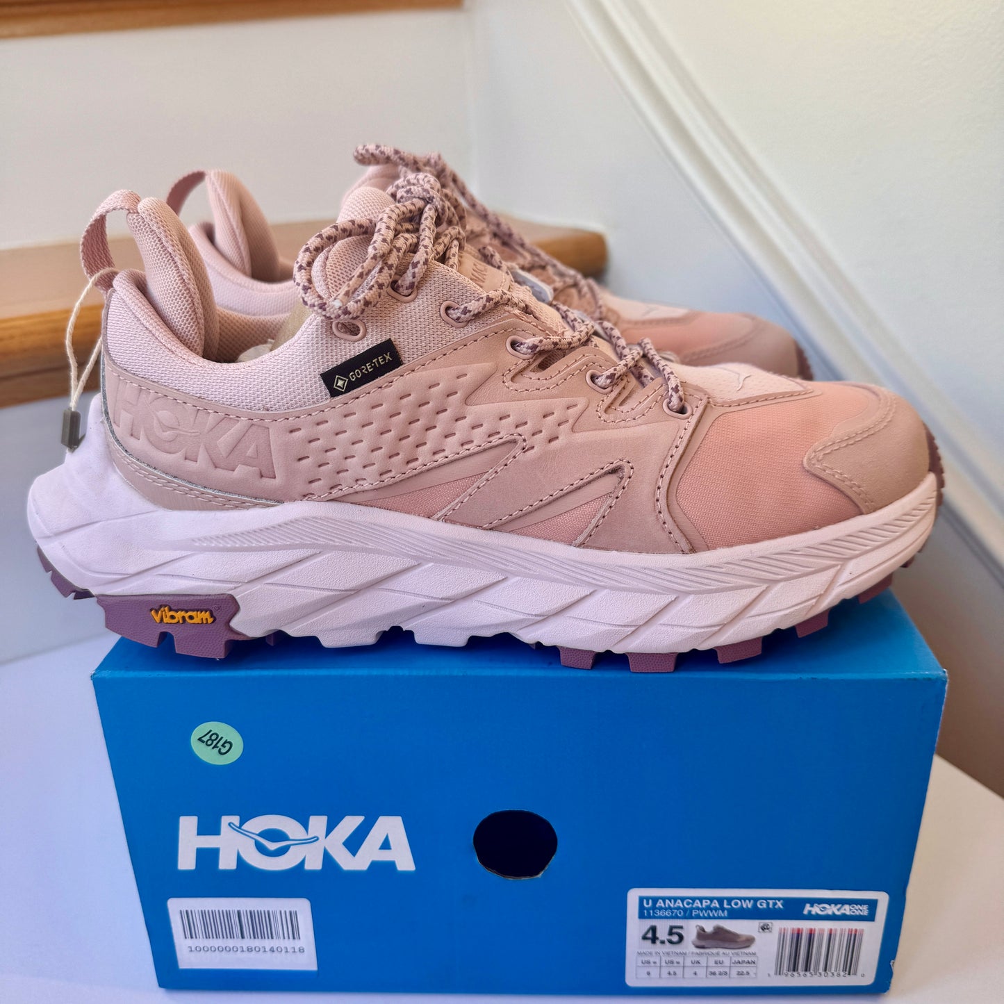 Hoka Anacapa Low GTX Hiking Shoes Pale Mauve / Peach Whip Gore Tex Boots