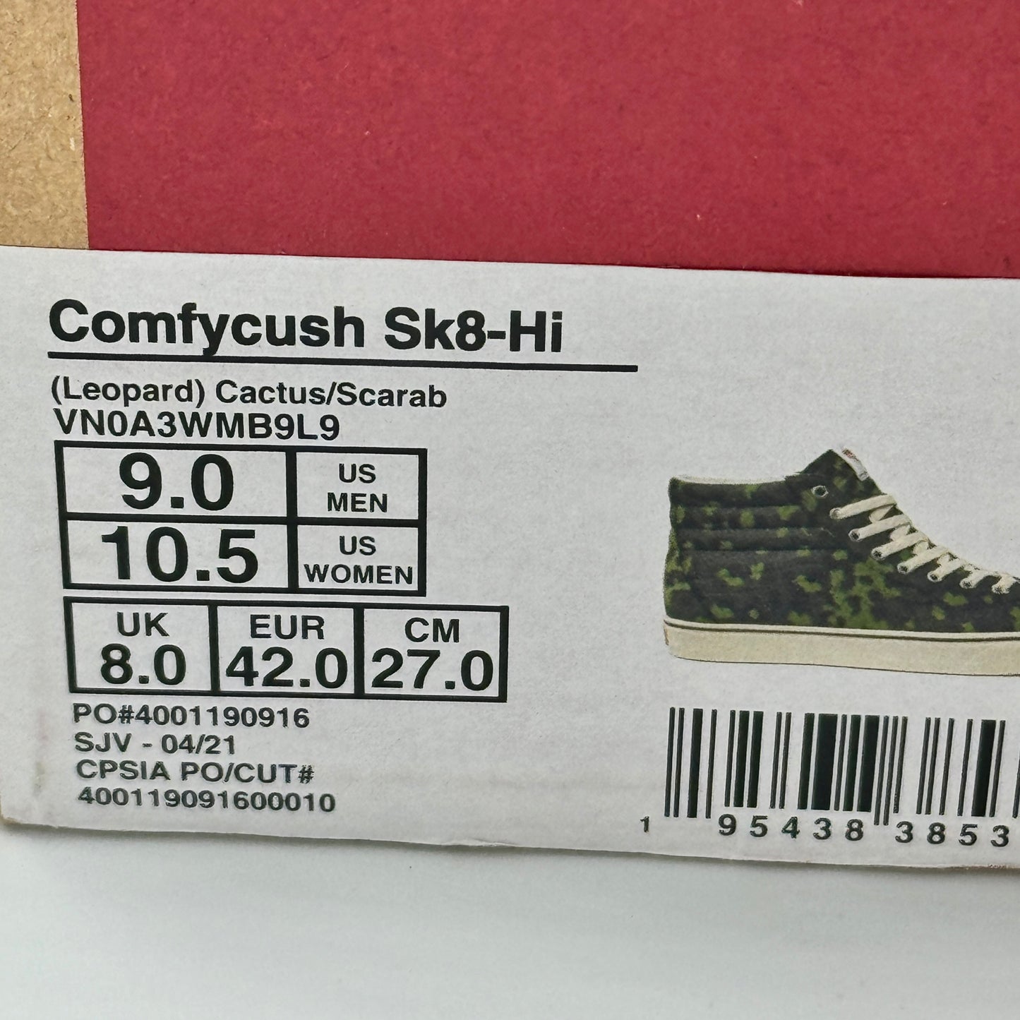 Vans Sk8 Hi Comfycush Classic High Top Sneakers Green Leopard Cactus Scarab