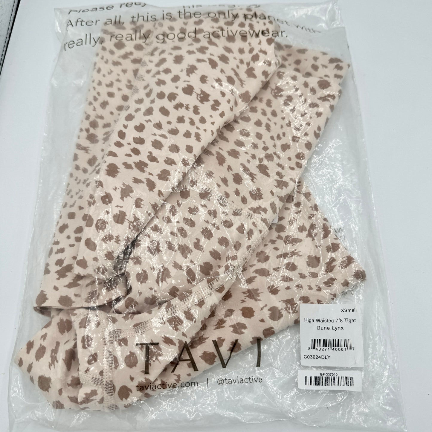 Tavi Yoga High Waisted 7/8 Length Dune Lynx Leggings Tan Cheetah Leopard NEW