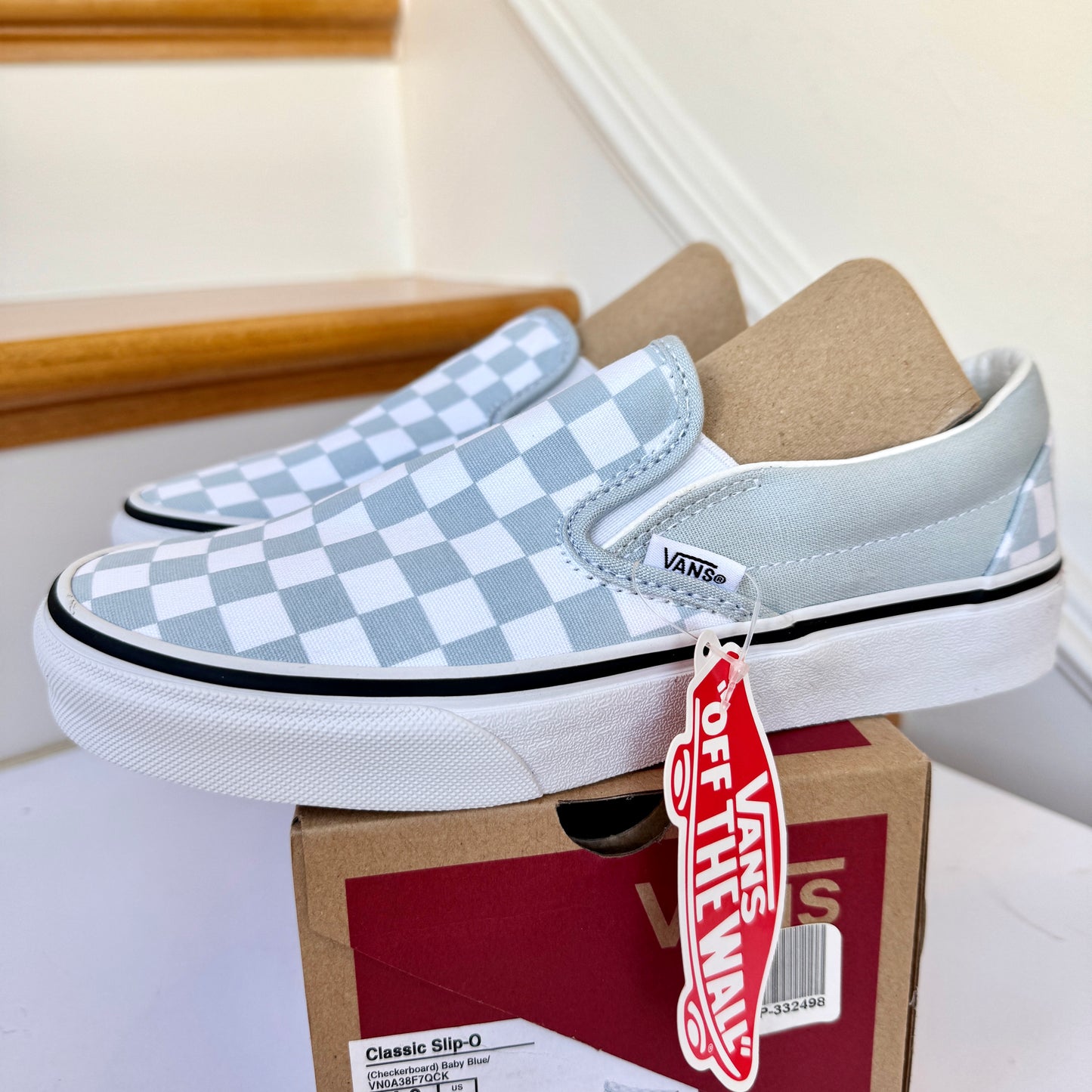 Vans Slip-On Classic Skate Shoes Checkerboard Baby Blue Shoes Classic Unisex