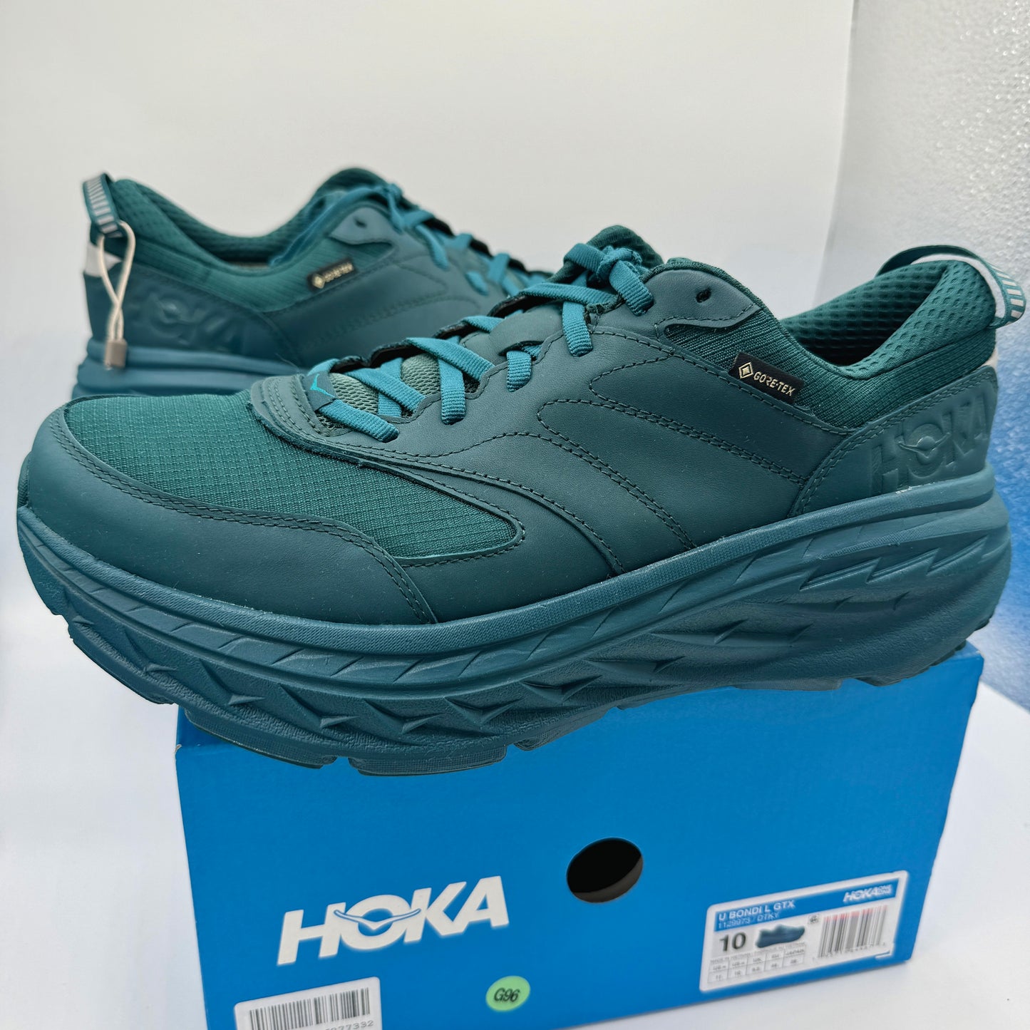 Hoka Bondi L Leather GTX GoreTex U Unisex , Deep Teal Kayak Blue Cushioned Shoes