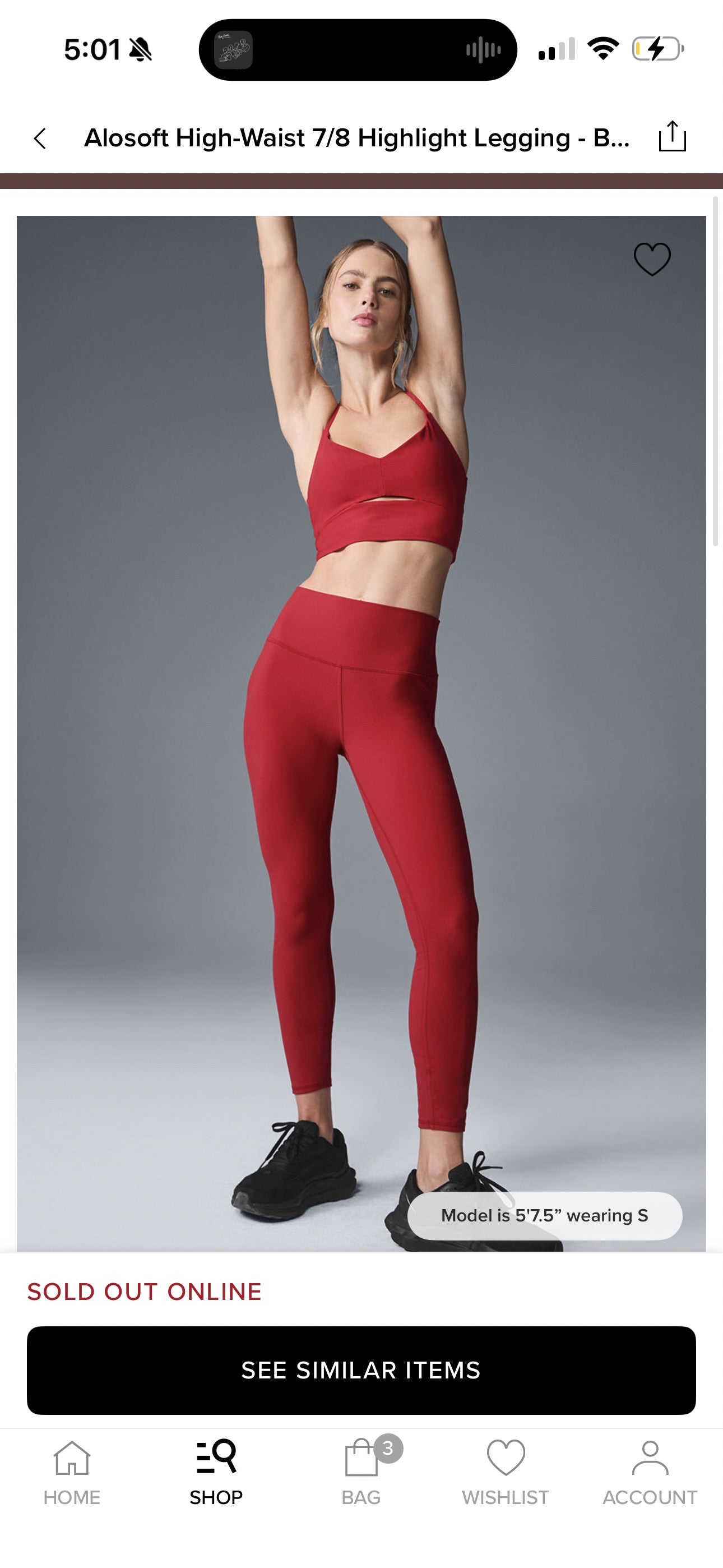 Alo Bold Red Alosoft Leggings High Waisted 7/8 Pants