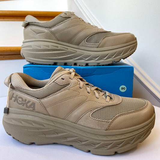 Hoka Bondi L Leather U Unisex , Hoka One One Oxford Tan Cushioned Shoes