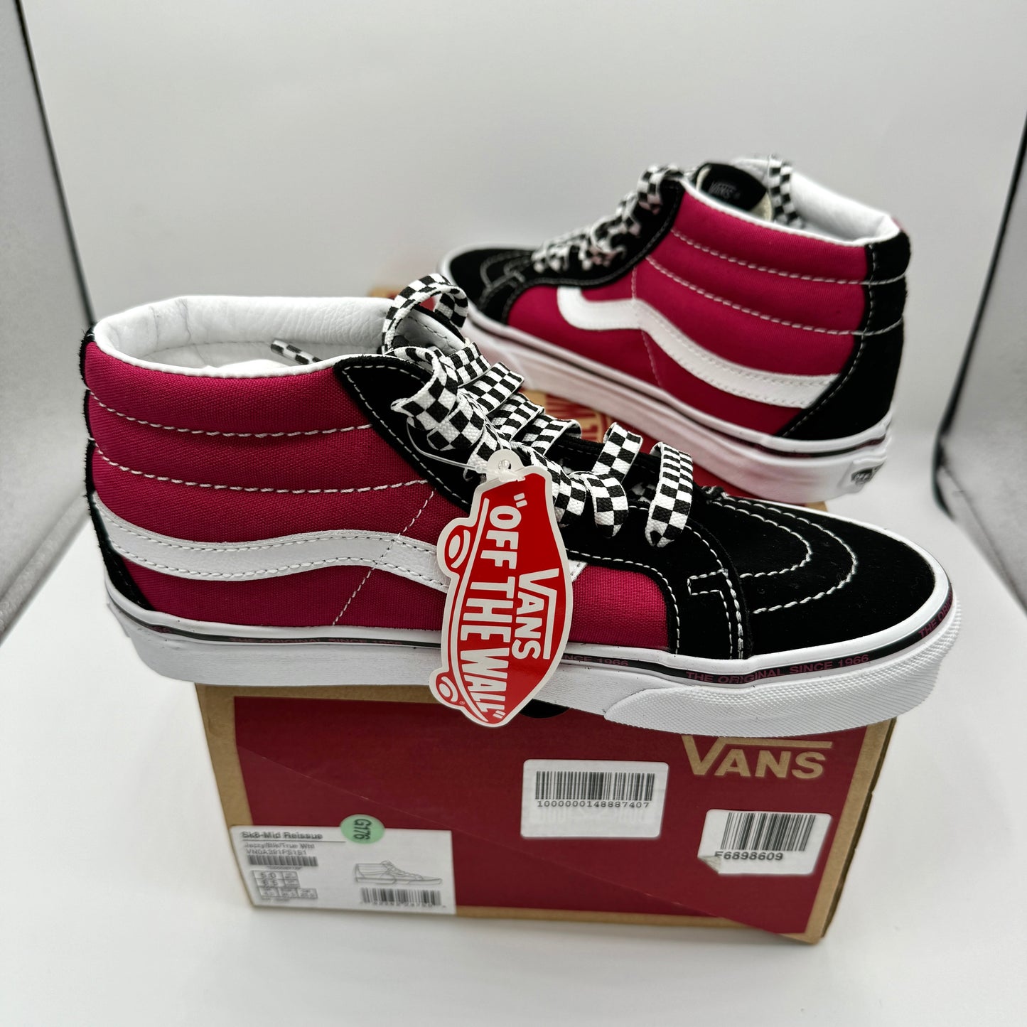 Vans Sk8 Mid Reissue Jazzy Magenta Black white skate sneakers maroon red