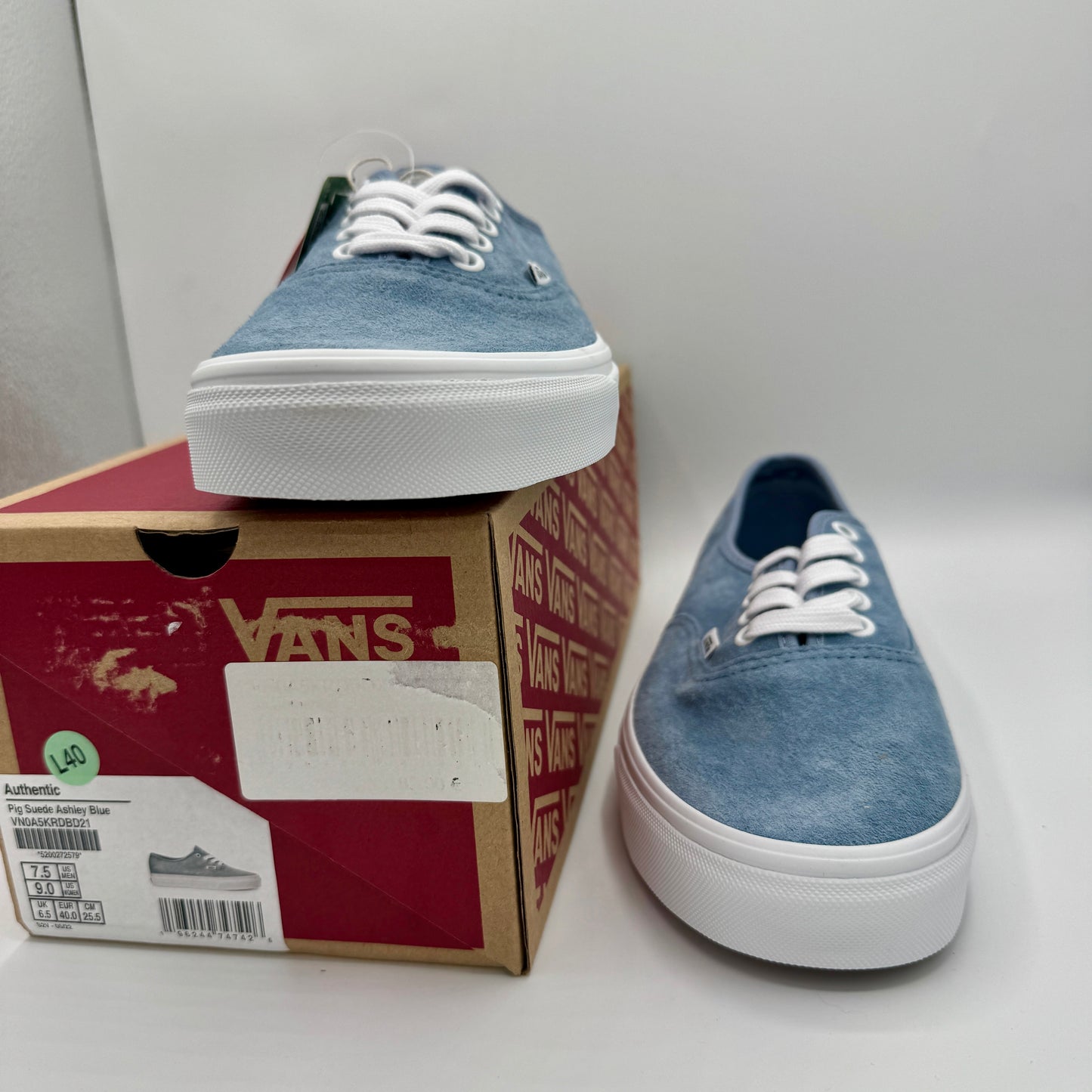 Vans Authentic Low Top Sneakers in Blue Ashley Pig Suede Leather