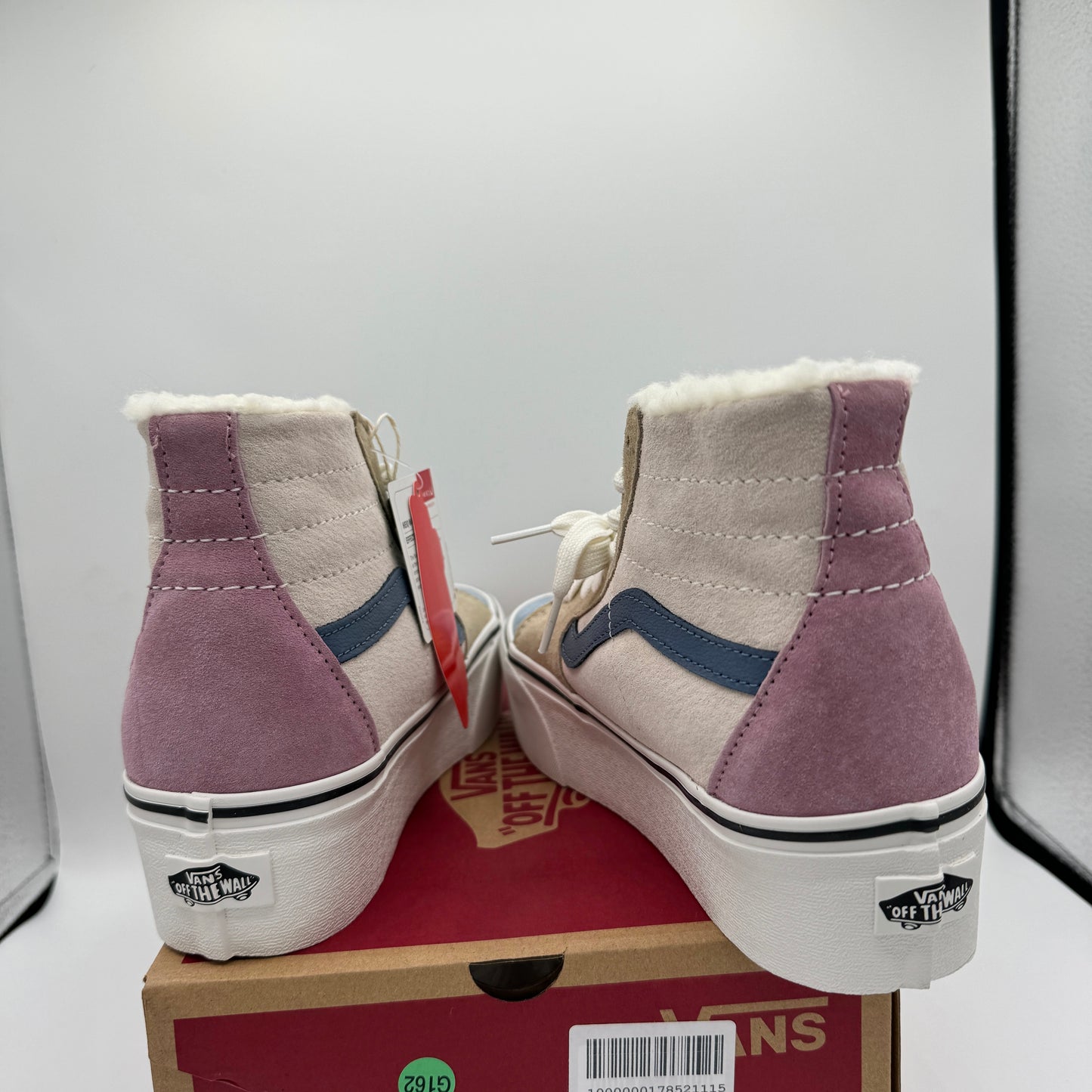 Vans Sk8 Hi Pig Suede Multi Sherpa platform sneakers pink blue tan unisex