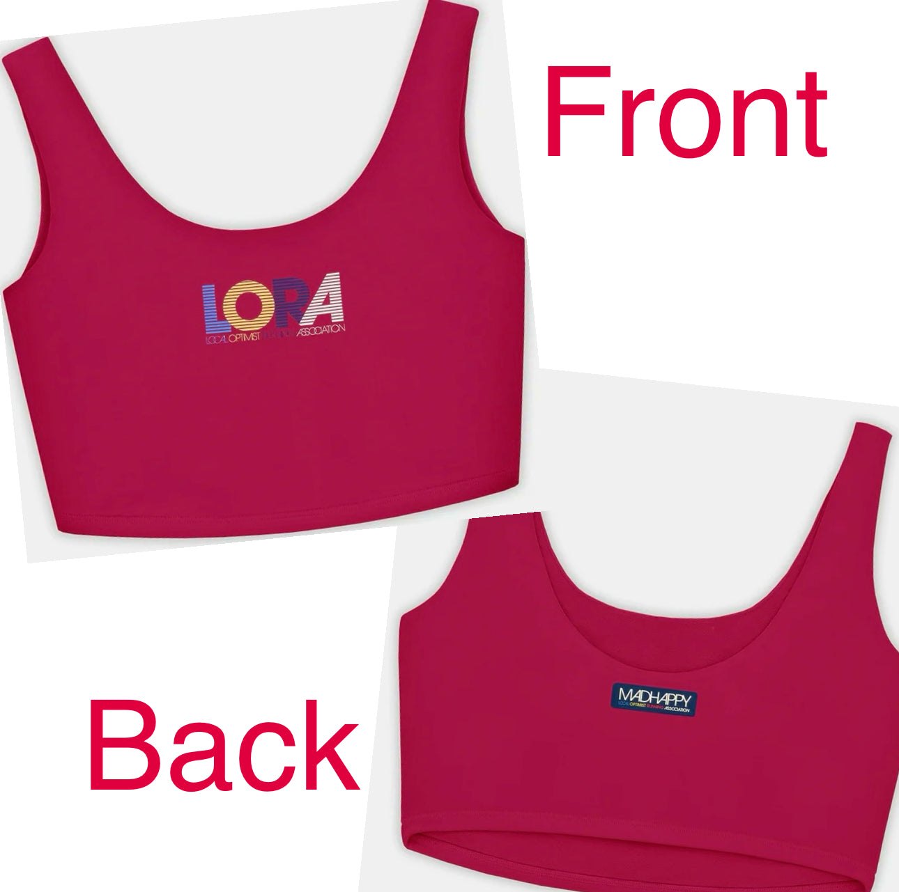 MadHappy Local Optimist Run Club Top Biker Athletic Tank in Magenta Peony