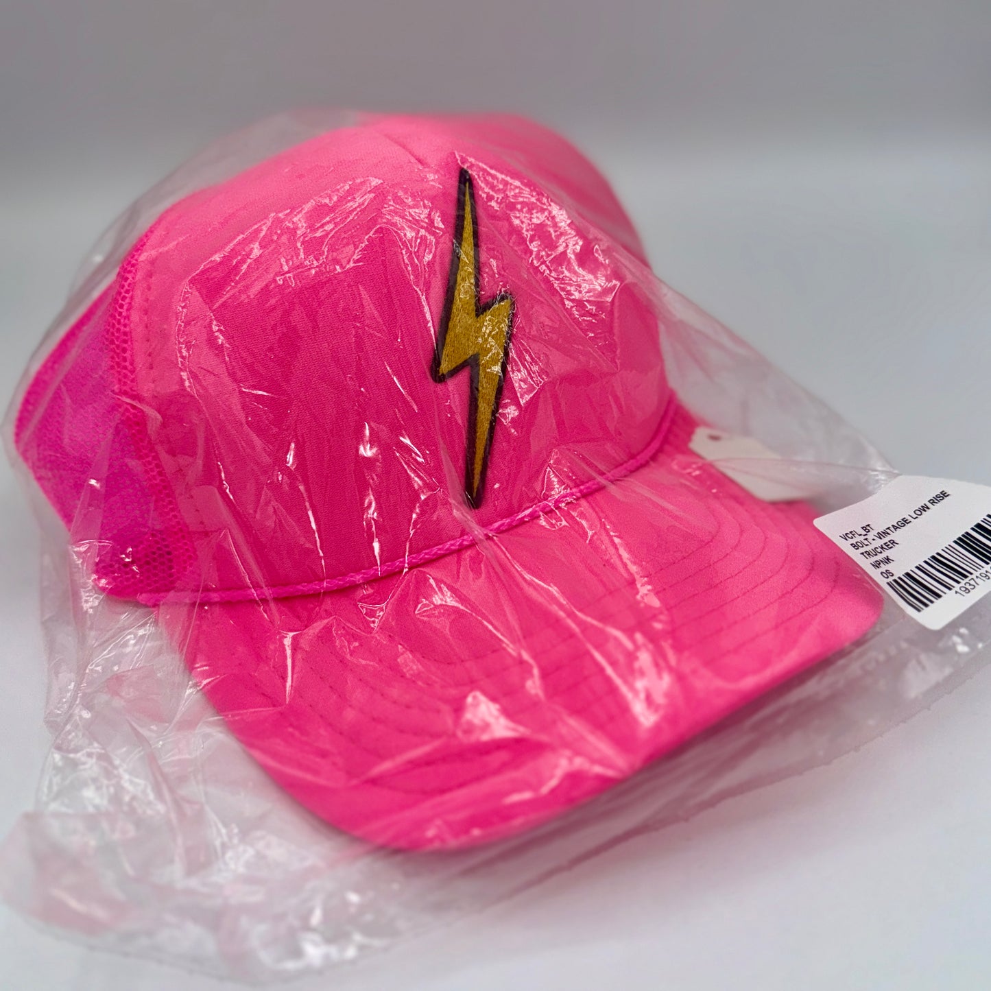 Aviator Nation Pink Bolt Hat embroidered lightning patch neon trucker cap