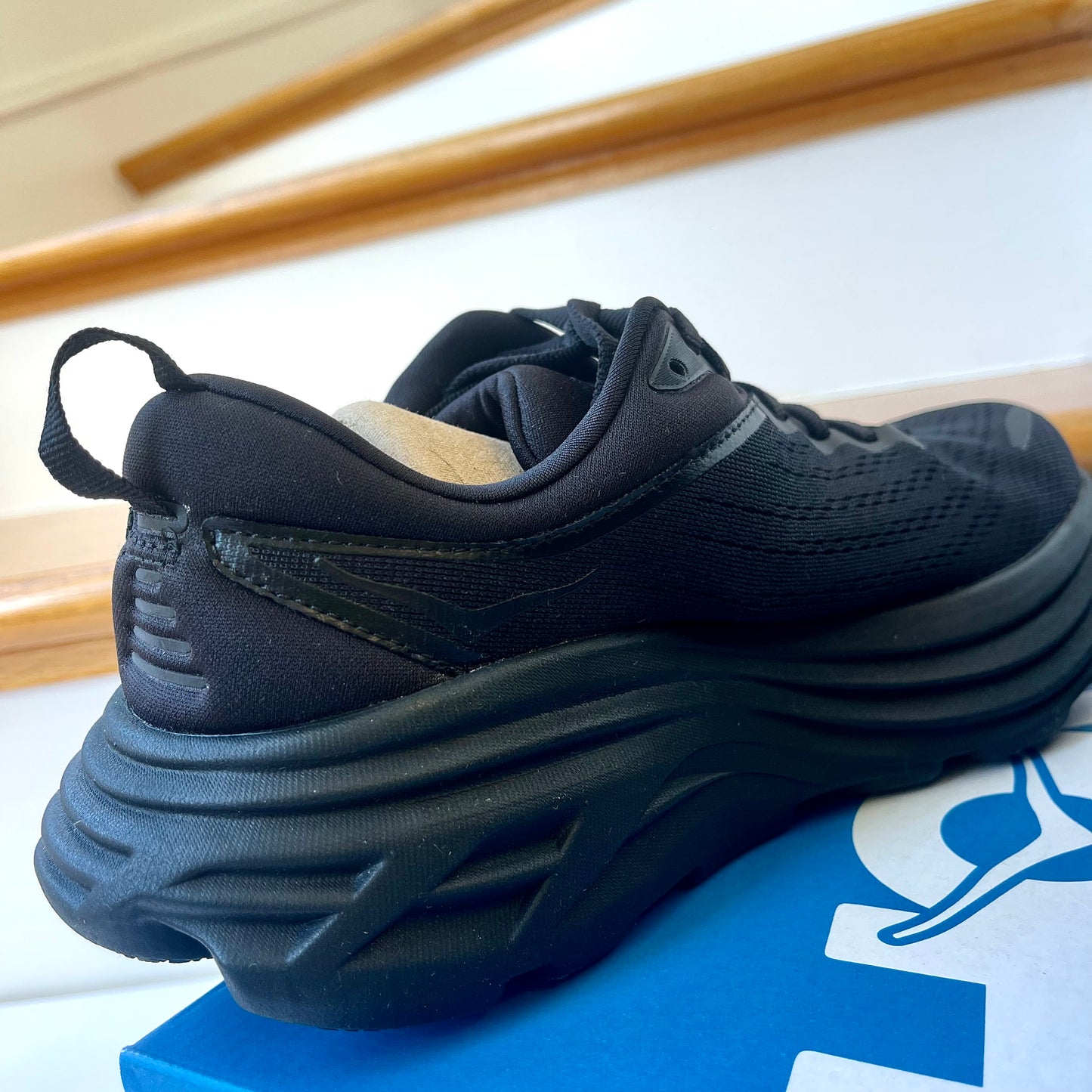 Hoka Bondi 8 Running Shoes in all black women’s / men’s BBLC running athletic shoe