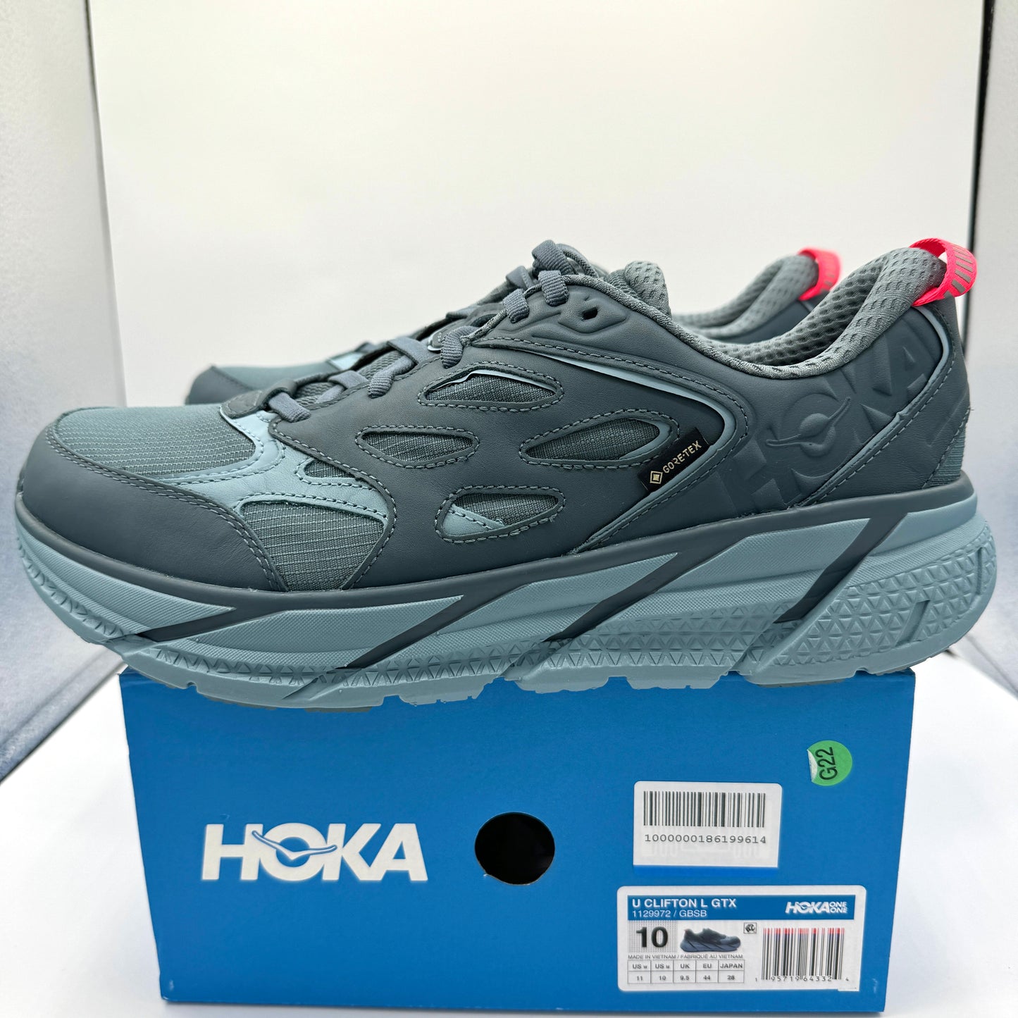 Hoka Clifton Leather Gore-Tex Waterproof Unisex Goblin Stone Blue GBSB