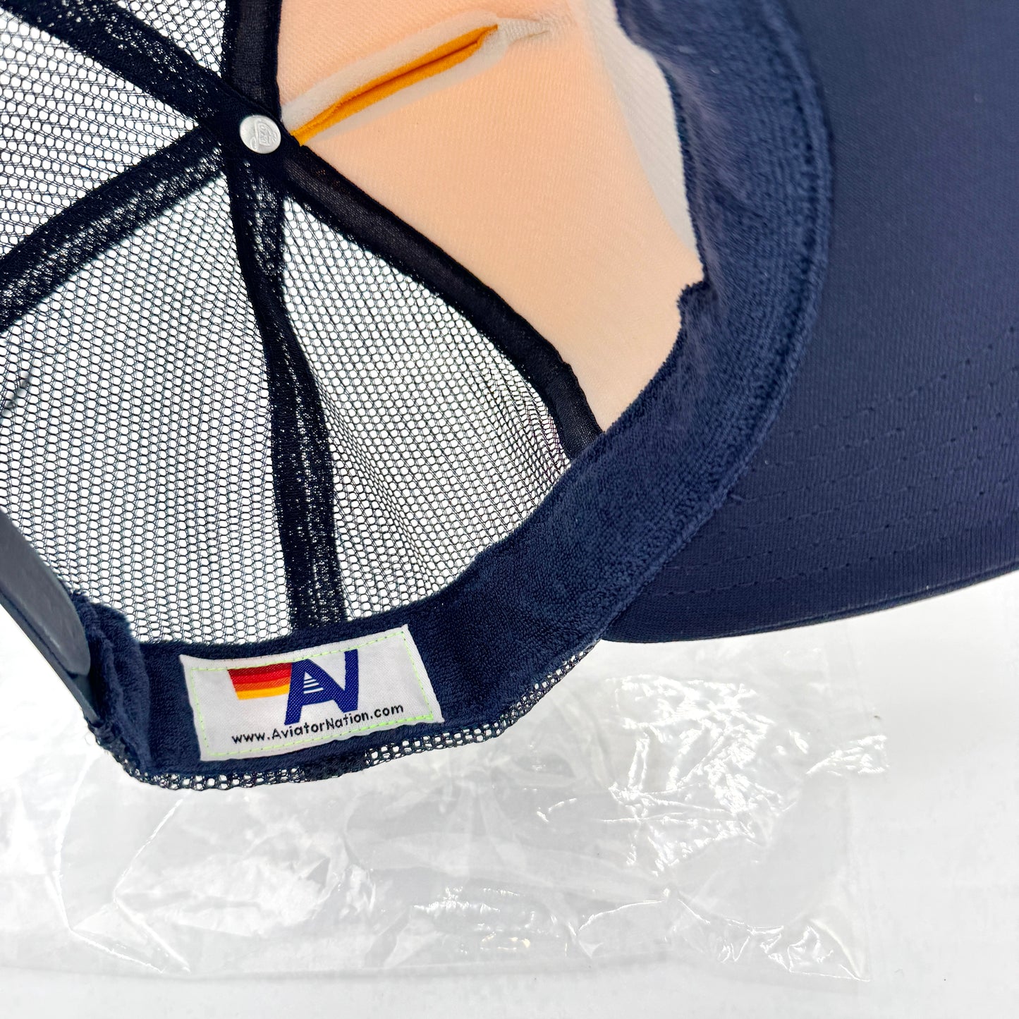Aviator Nation Aspen Palm Tree Festival Trucker Hat - Navy / Gold