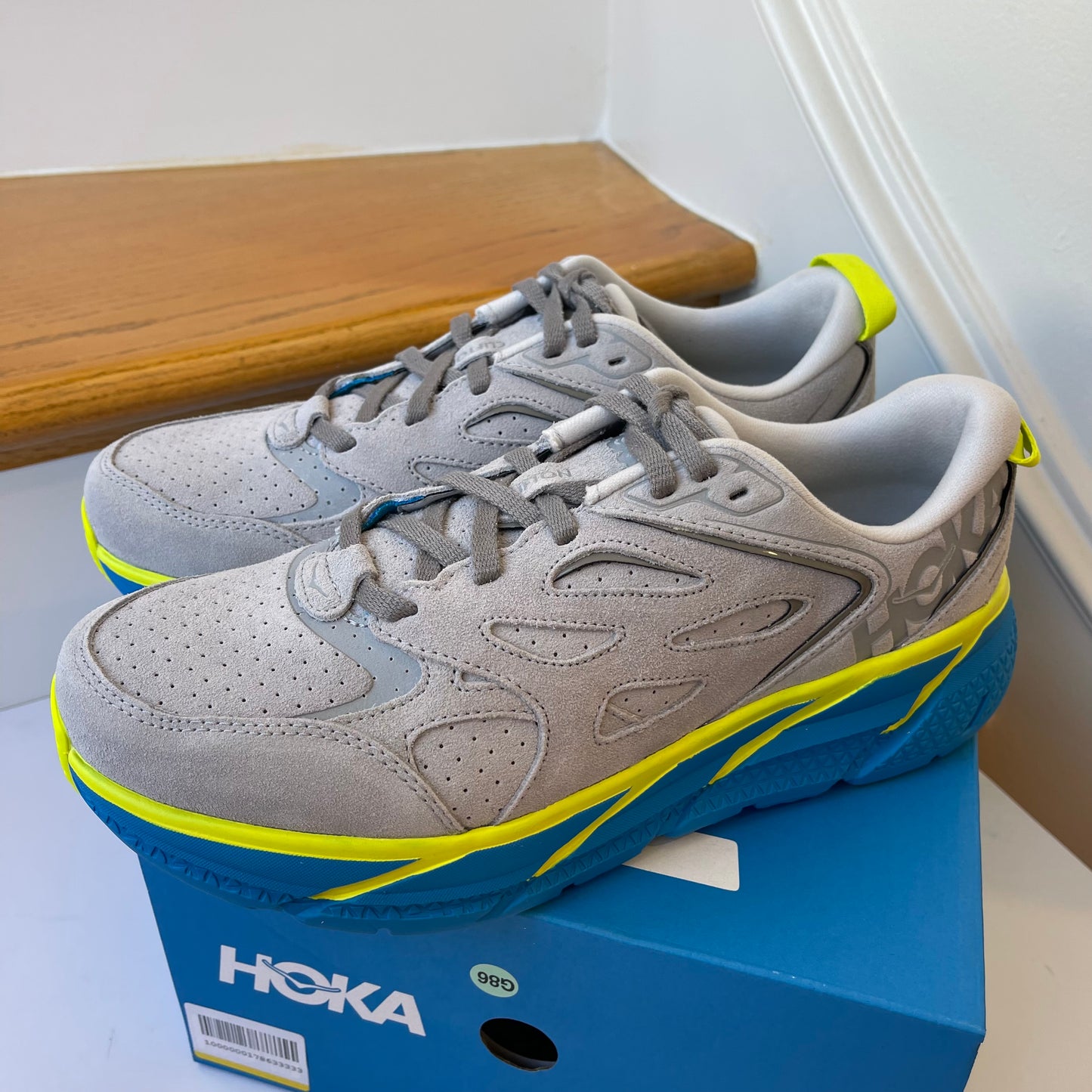 Hoka Clifton L Suede in Lunar Rock / Diva Blue UNISEX Shoes Leather