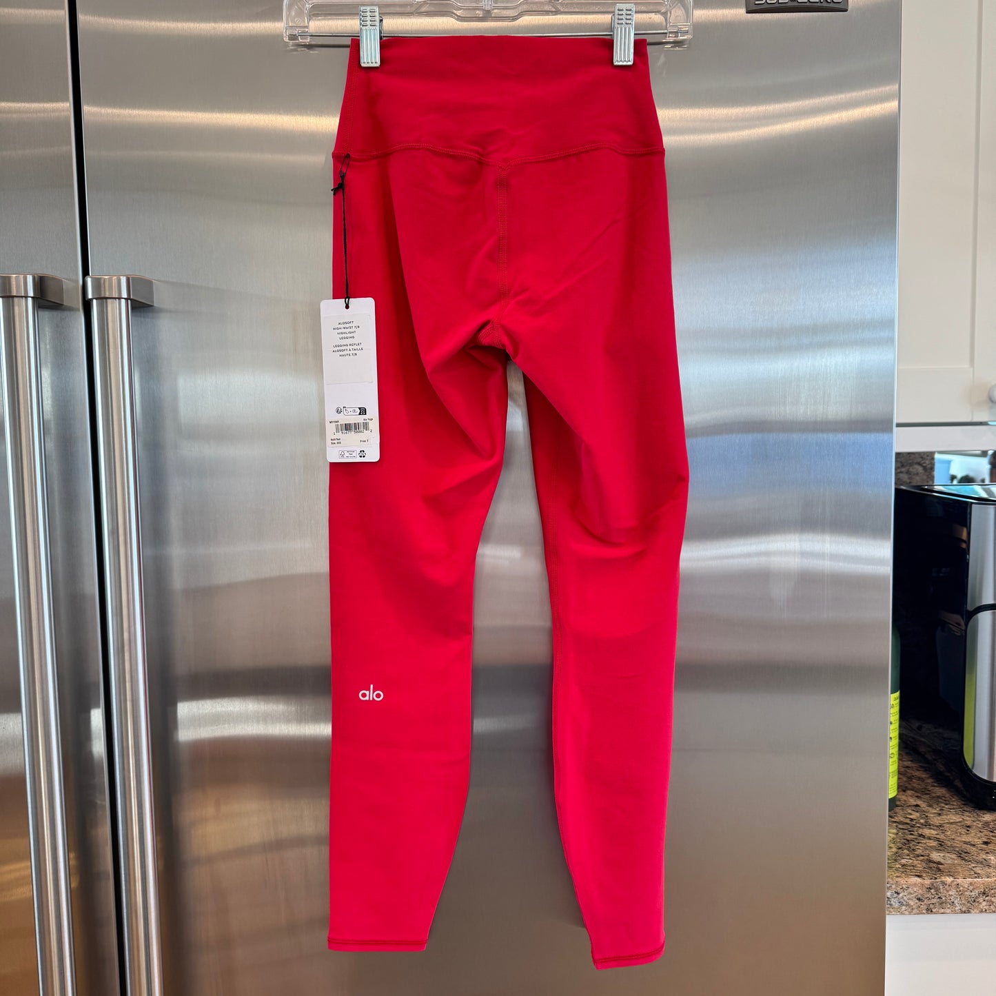 Alo Bold Red Alosoft Leggings High Waisted 7/8 Pants