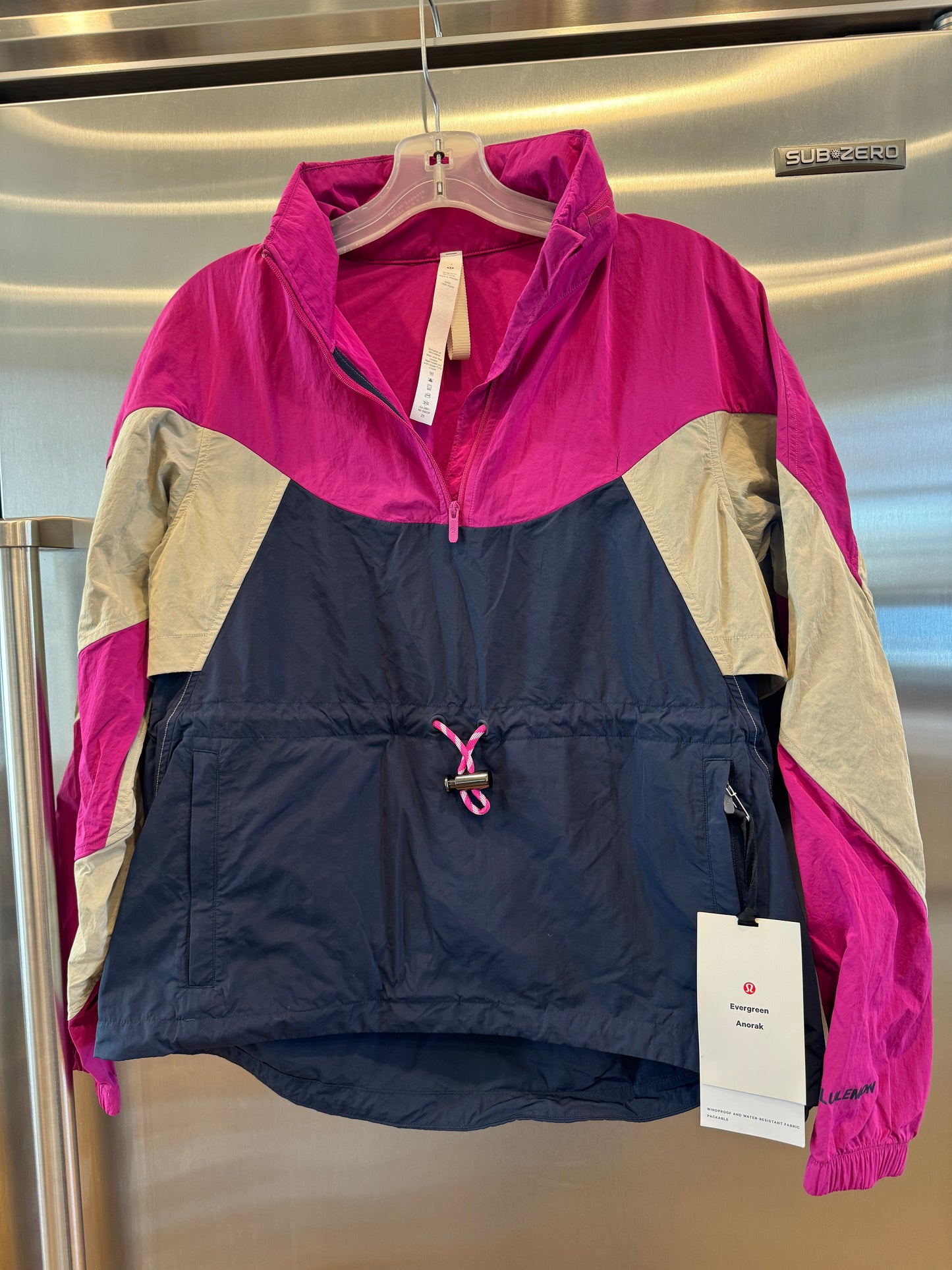 Lululemon Evergreen Anorak Jacket - New with Defect , Ripened Raspberry / Cafe Au Lait / Navy