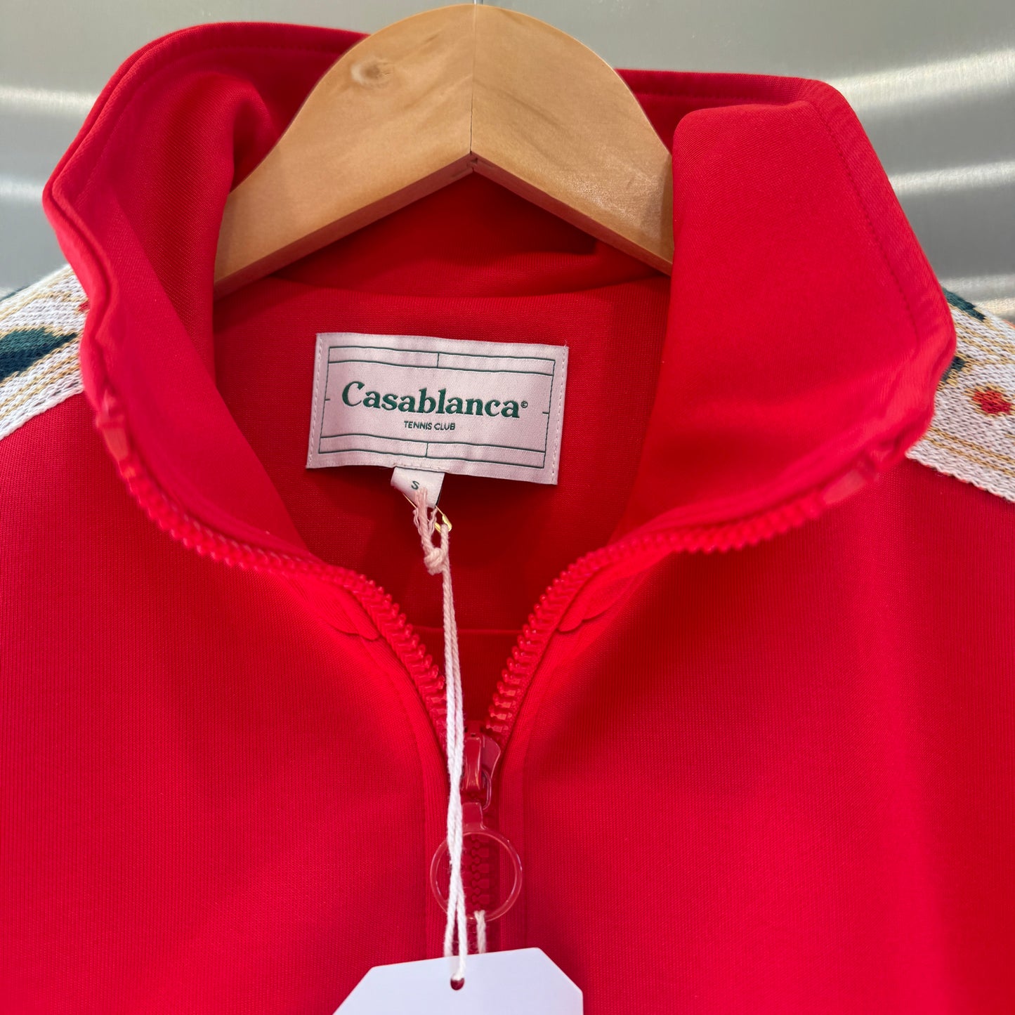 Casablanca Track Jacket Tracksuit Jersey Red Laurel Womens Zipper Top NEW