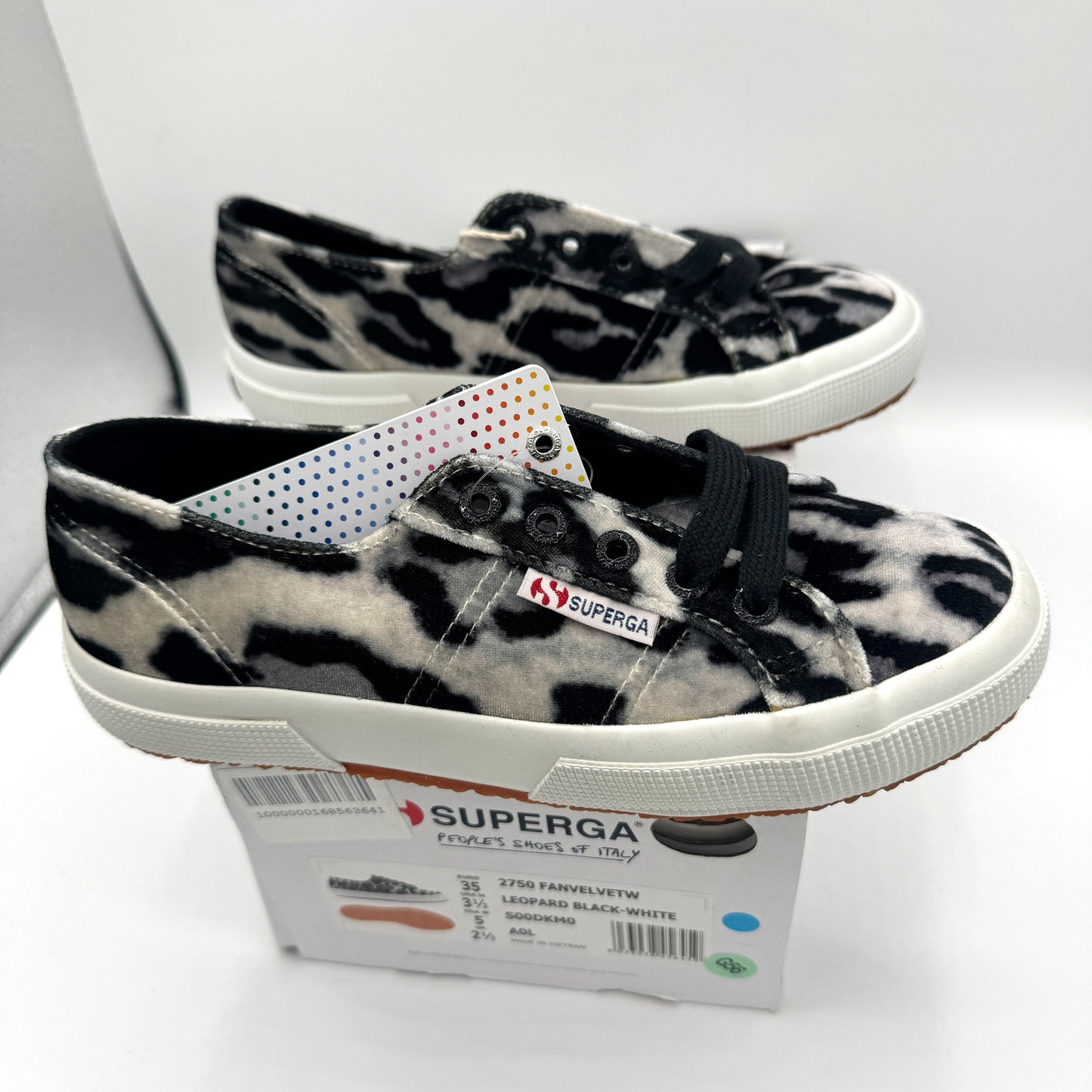 Superga Classic Low Velvet Leopard Cheetah Black White Sneakers Shoes Unisex