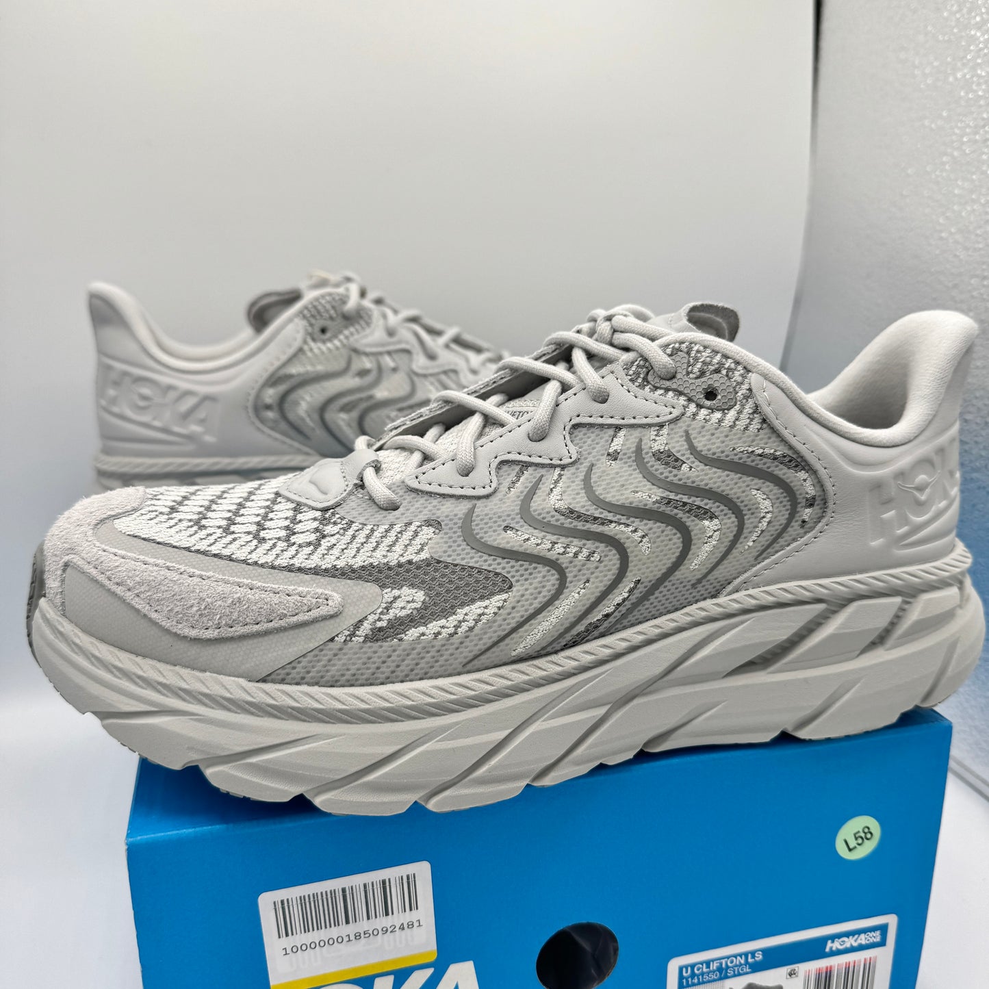 Hoka Clifton LS Grey Unisex in Stardust / Galactic Grey