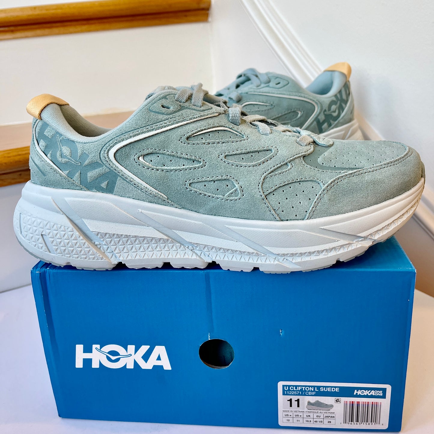 Hoka Clifton L Suede in Cloud Blue / Ice Flow UNISEX Shoes Leather