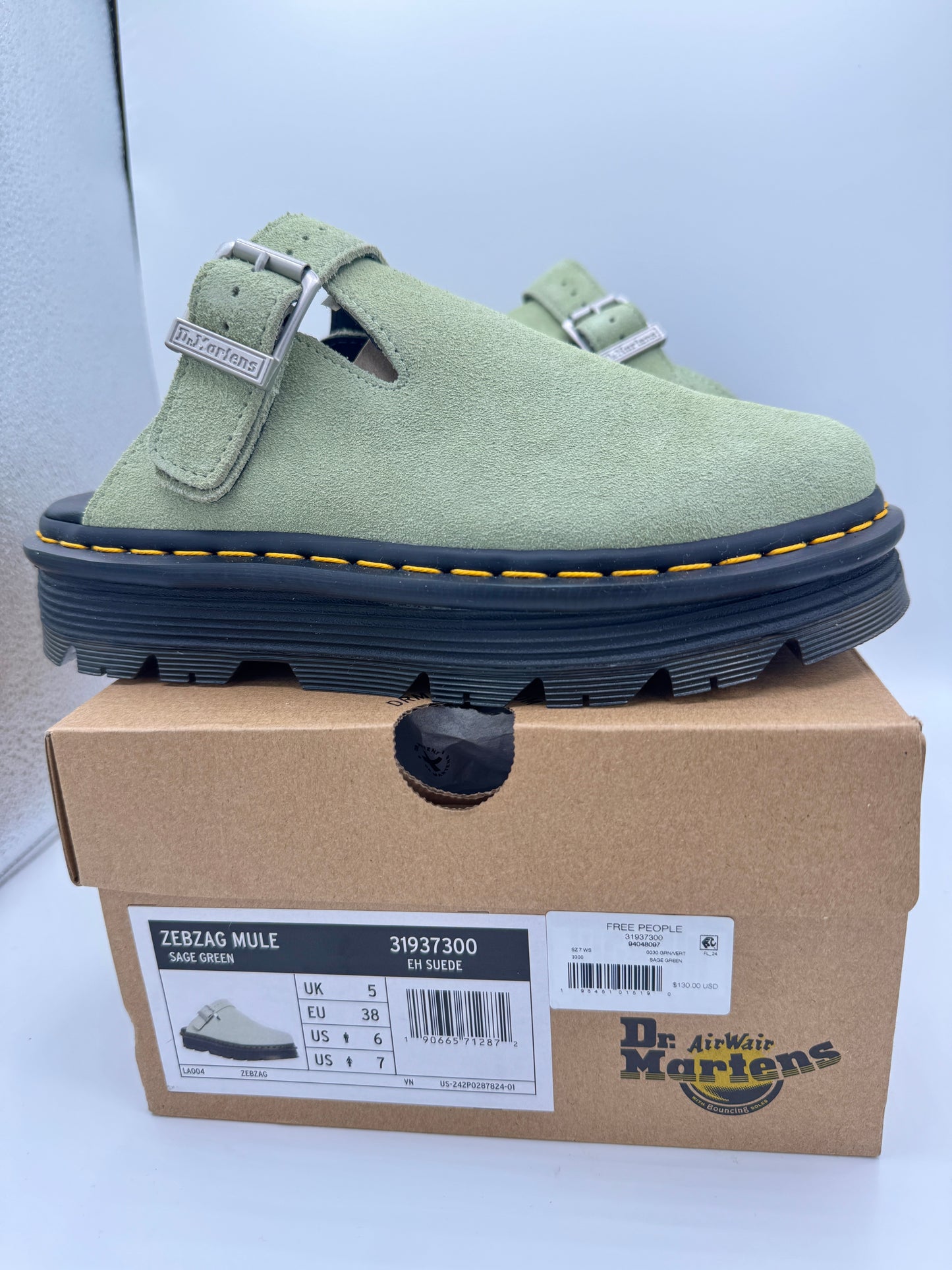 Dr Martens Zebzag Mule Unisex , Sage Green