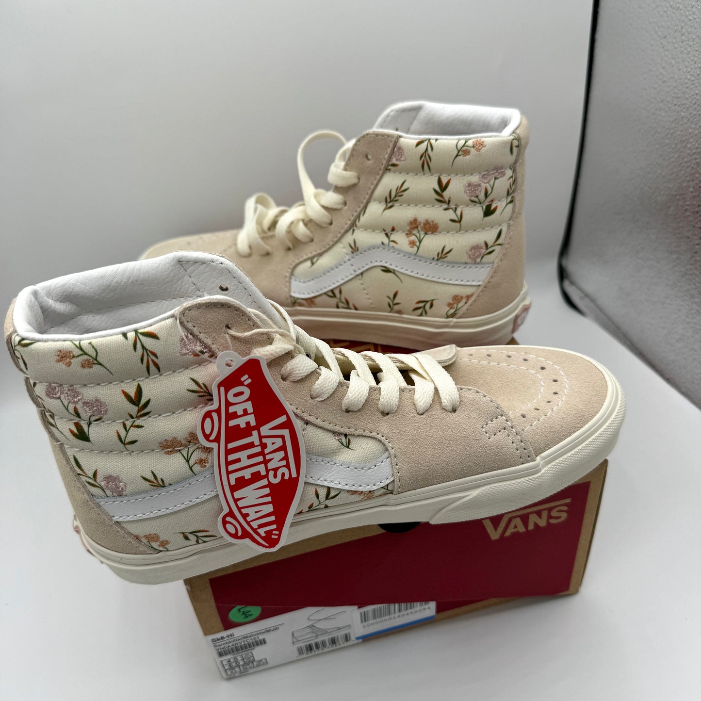 Vans Sk8 Hi Beige Cream Floral Embroidery Roses Skate High Classic sneakers