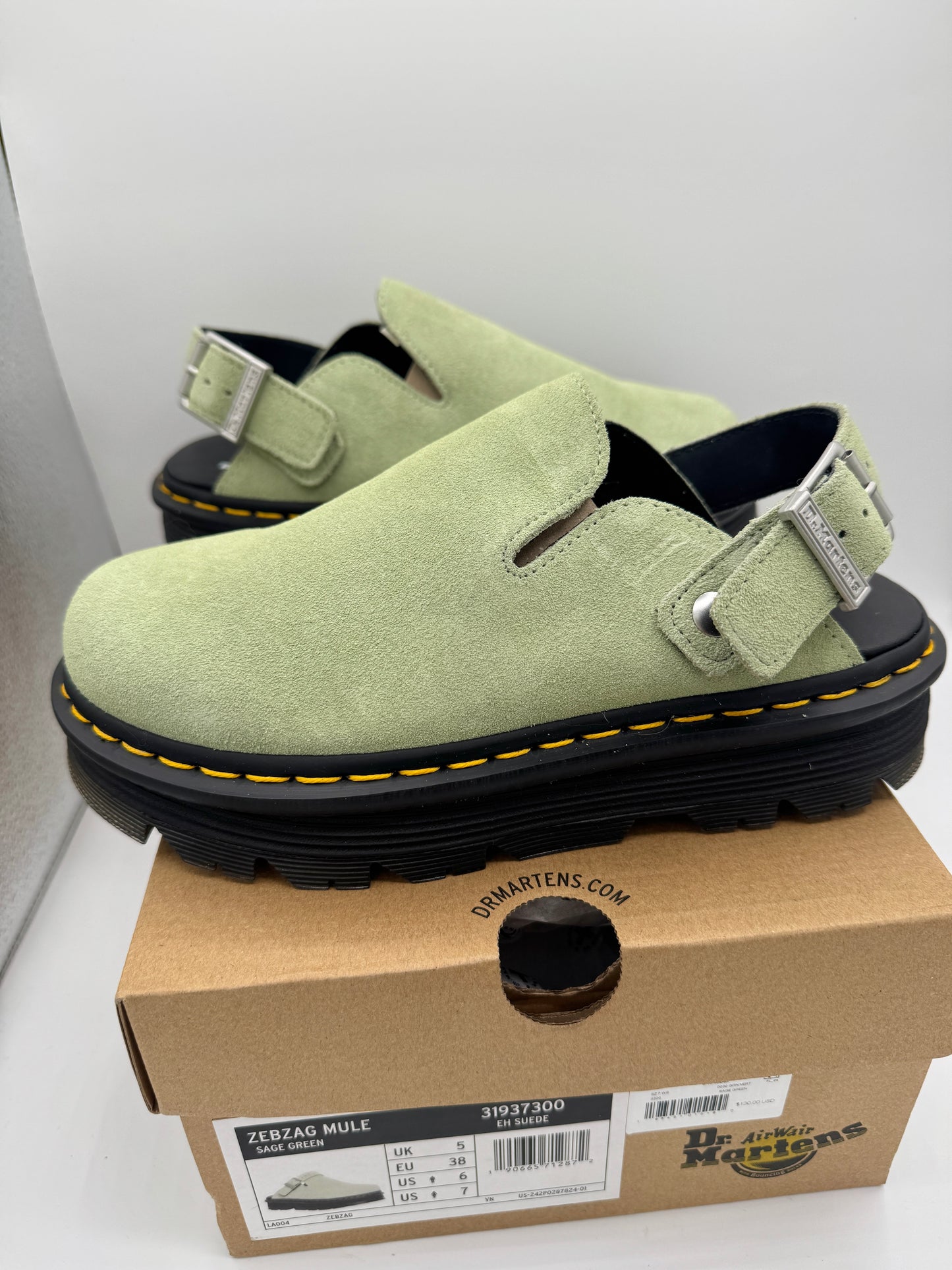 Dr Martens Zebzag Mule Unisex , Sage Green