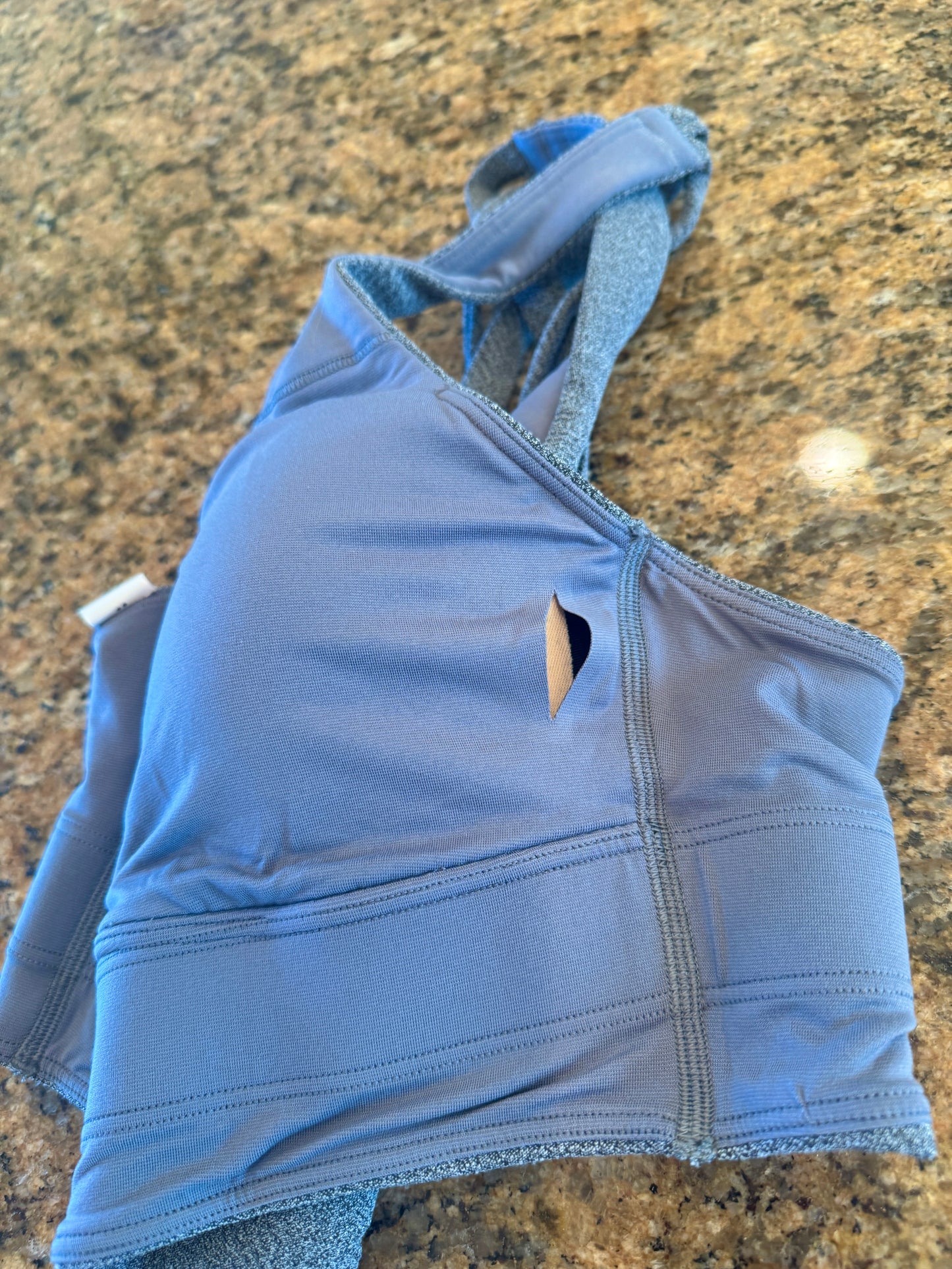 Lululemon Energy Long Line Evolve Bra Top in Herringbone Grey Intertwine Texture Black / White Woven