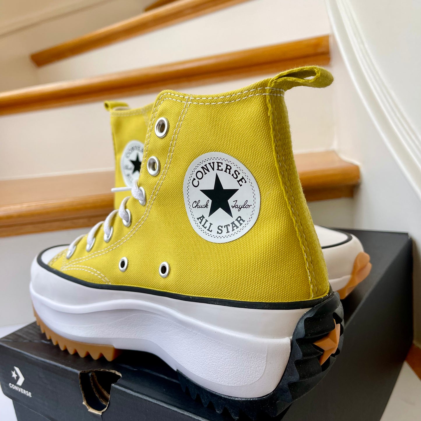 Converse Run Star Hike Platform in Bitter Lemon high top Chuck Taylor sneakers