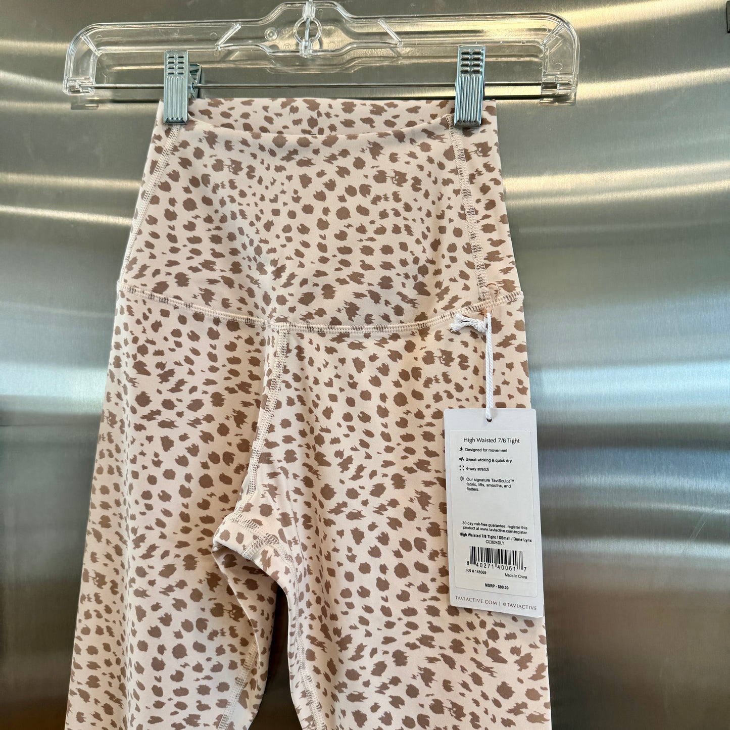 Tavi Yoga High Waisted 7/8 Length Dune Lynx Leggings Tan Cheetah Leopard NEW