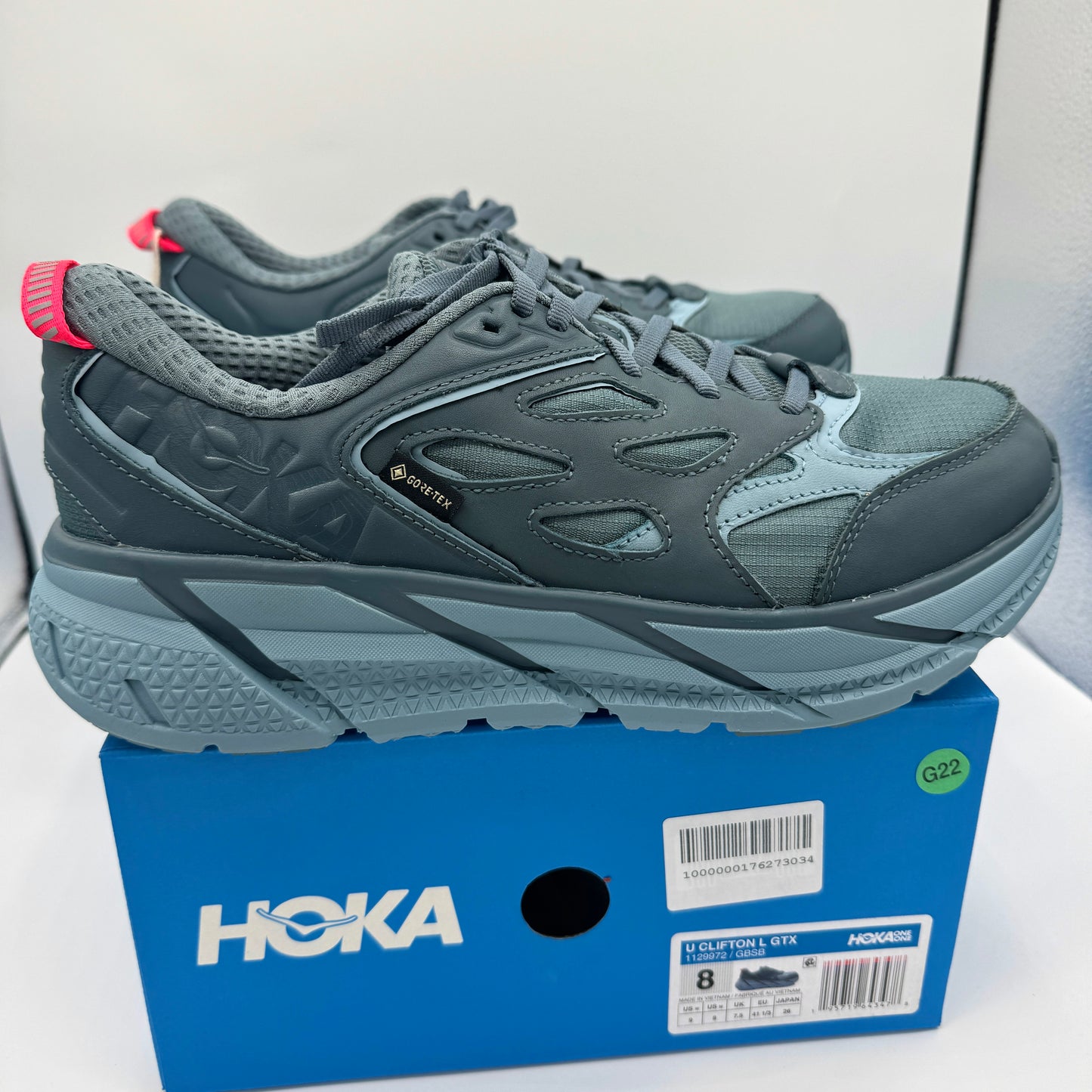 Hoka Clifton Leather Gore-Tex Waterproof Unisex Goblin Stone Blue GBSB