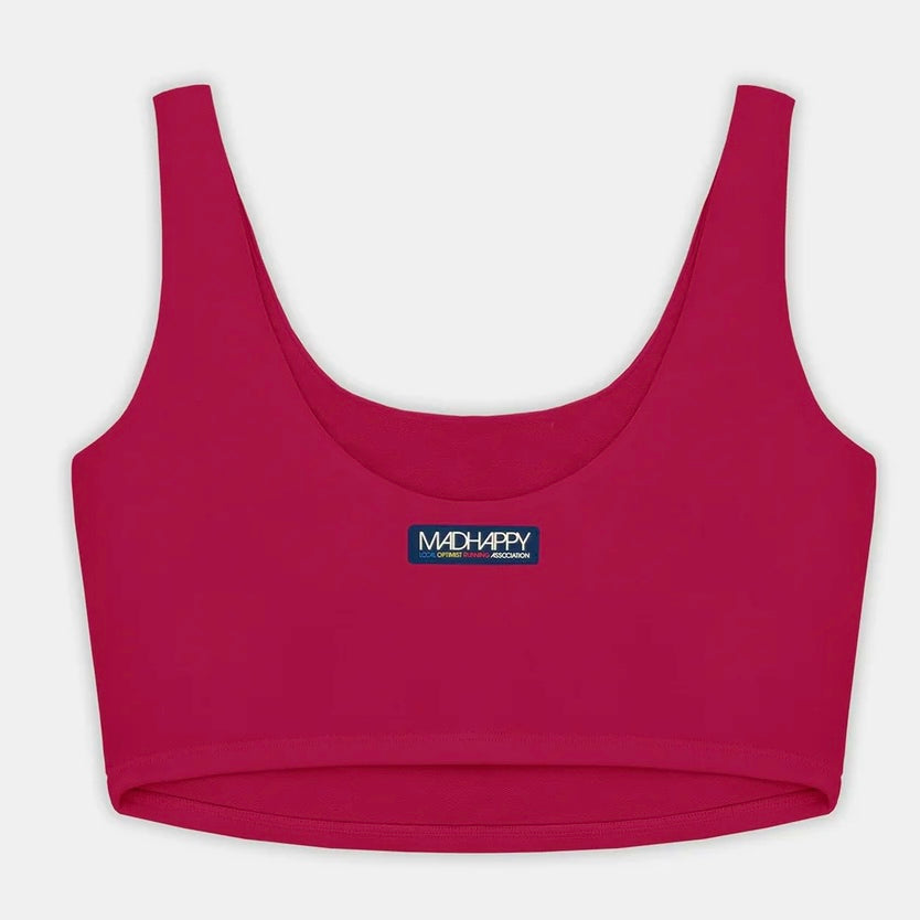 MadHappy Local Optimist Run Club Top Biker Athletic Tank in Magenta Peony