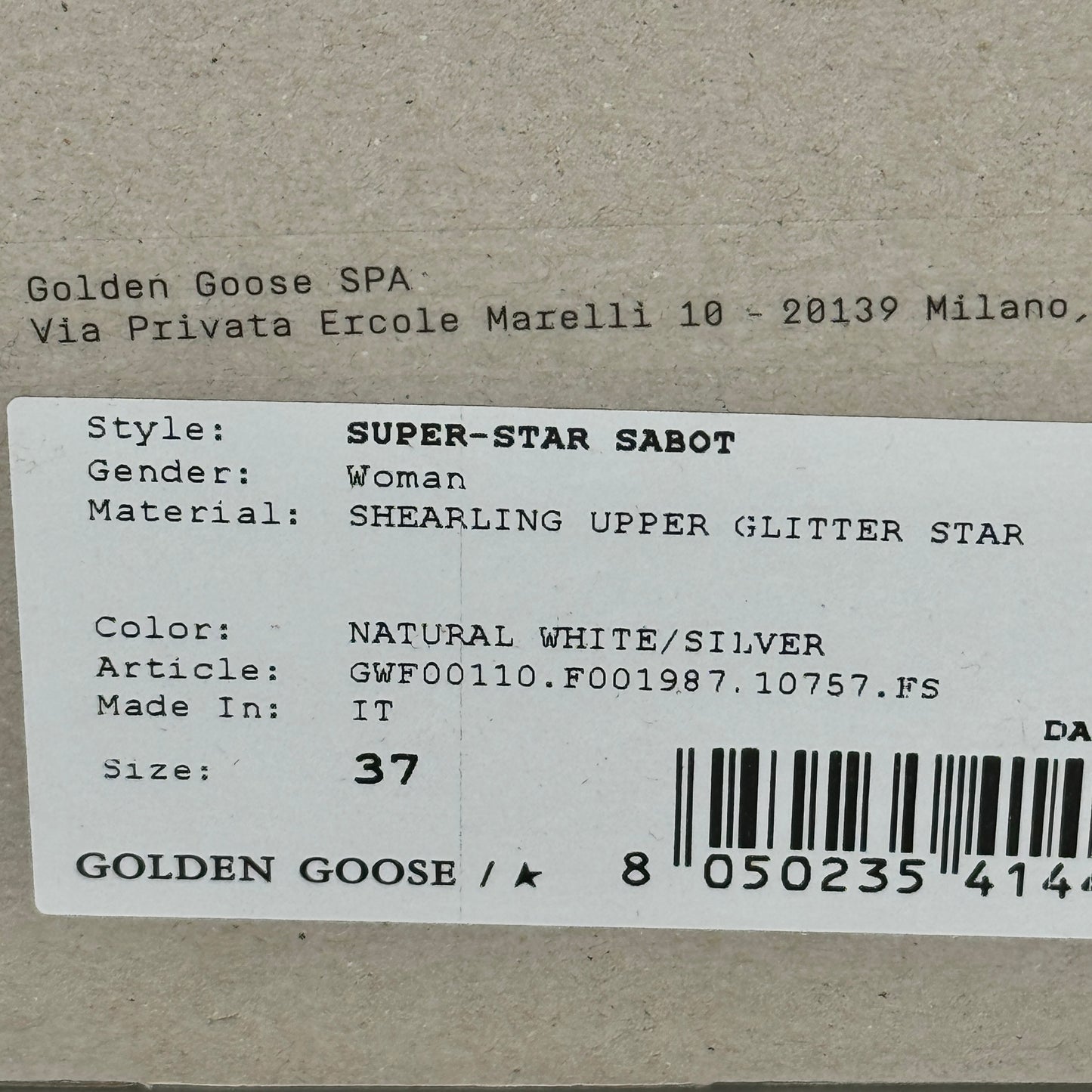 Golden Goose Superstar Sabot Shearling Glitter Sneaker Mule Natural / Silver