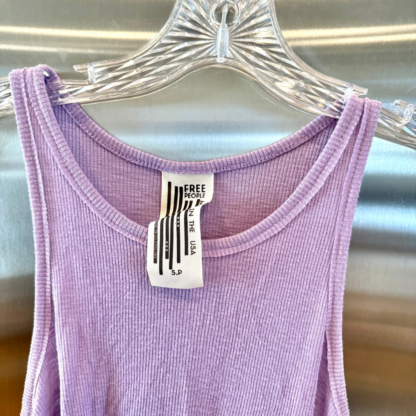 Free People Lavender Light Purple Ribbed High Neck Flowy Tank Top * Pre-owned