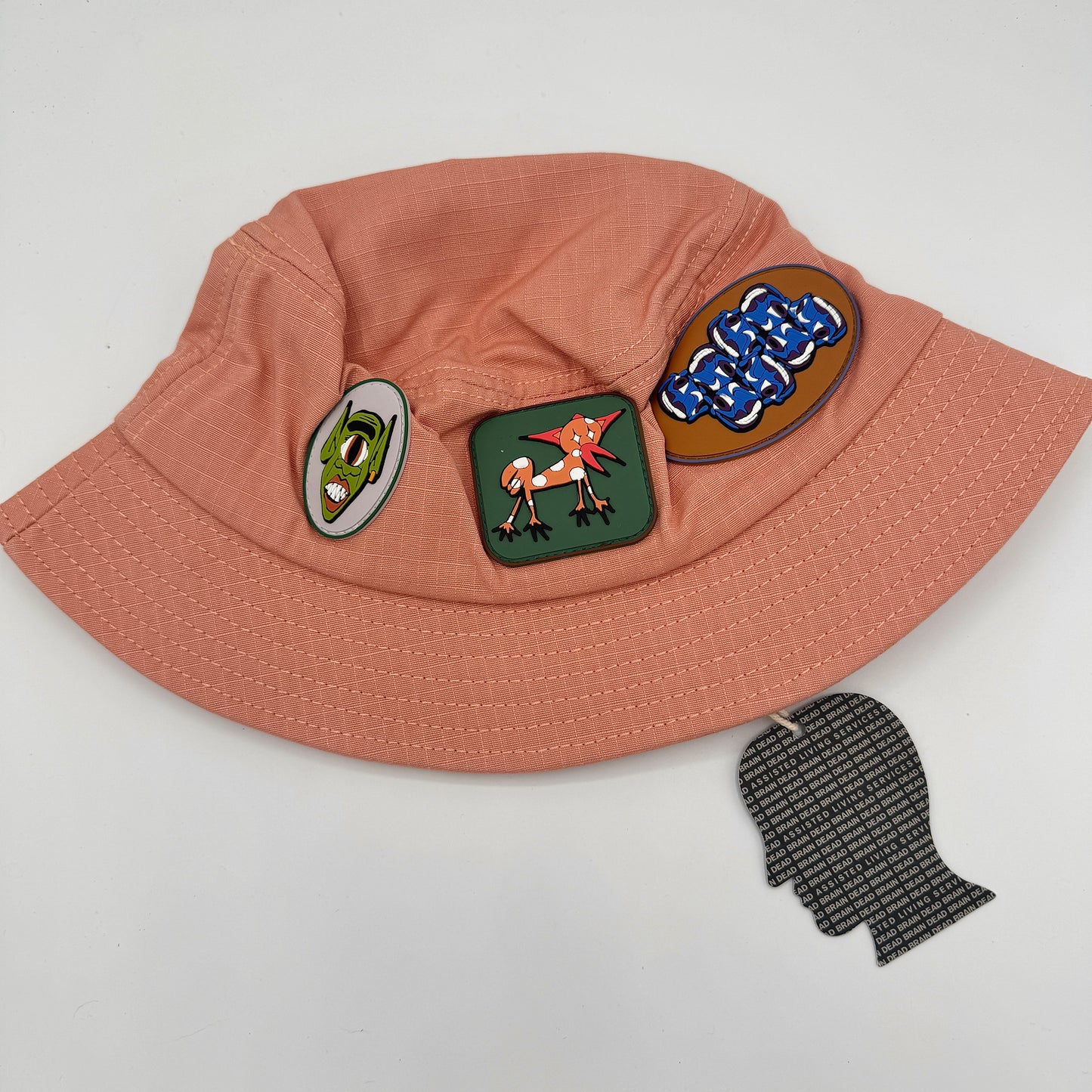 Brain Dead Pink Bucket Hat Coral Unisex Rubber Patches