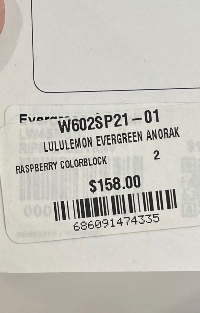 Lululemon Evergreen Anorak Jacket - New with Defect , Ripened Raspberry / Cafe Au Lait / Navy