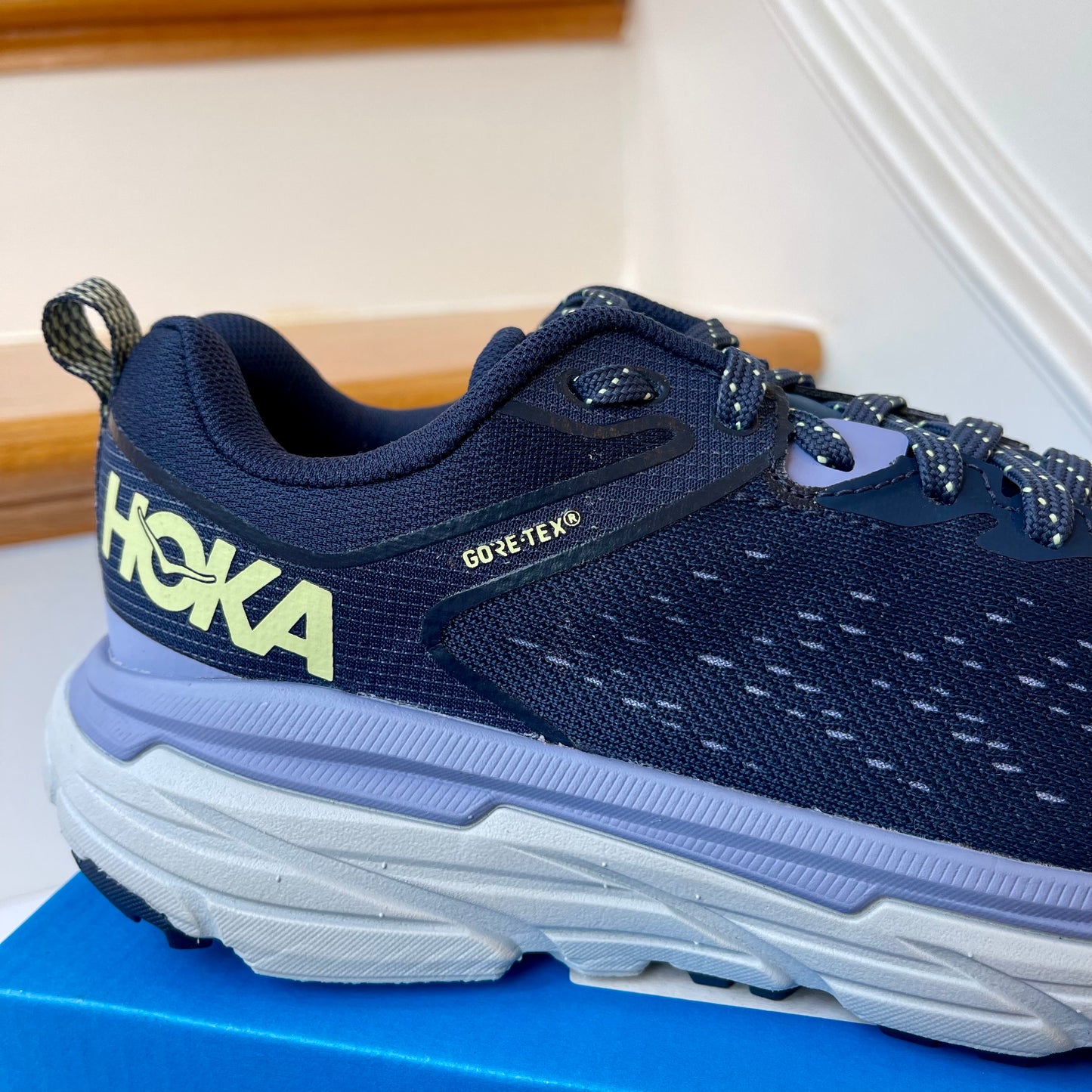 Hoka Challenger ATR 6 GTX Running Off Road All Terrain Shoes blue gore Tex women’s