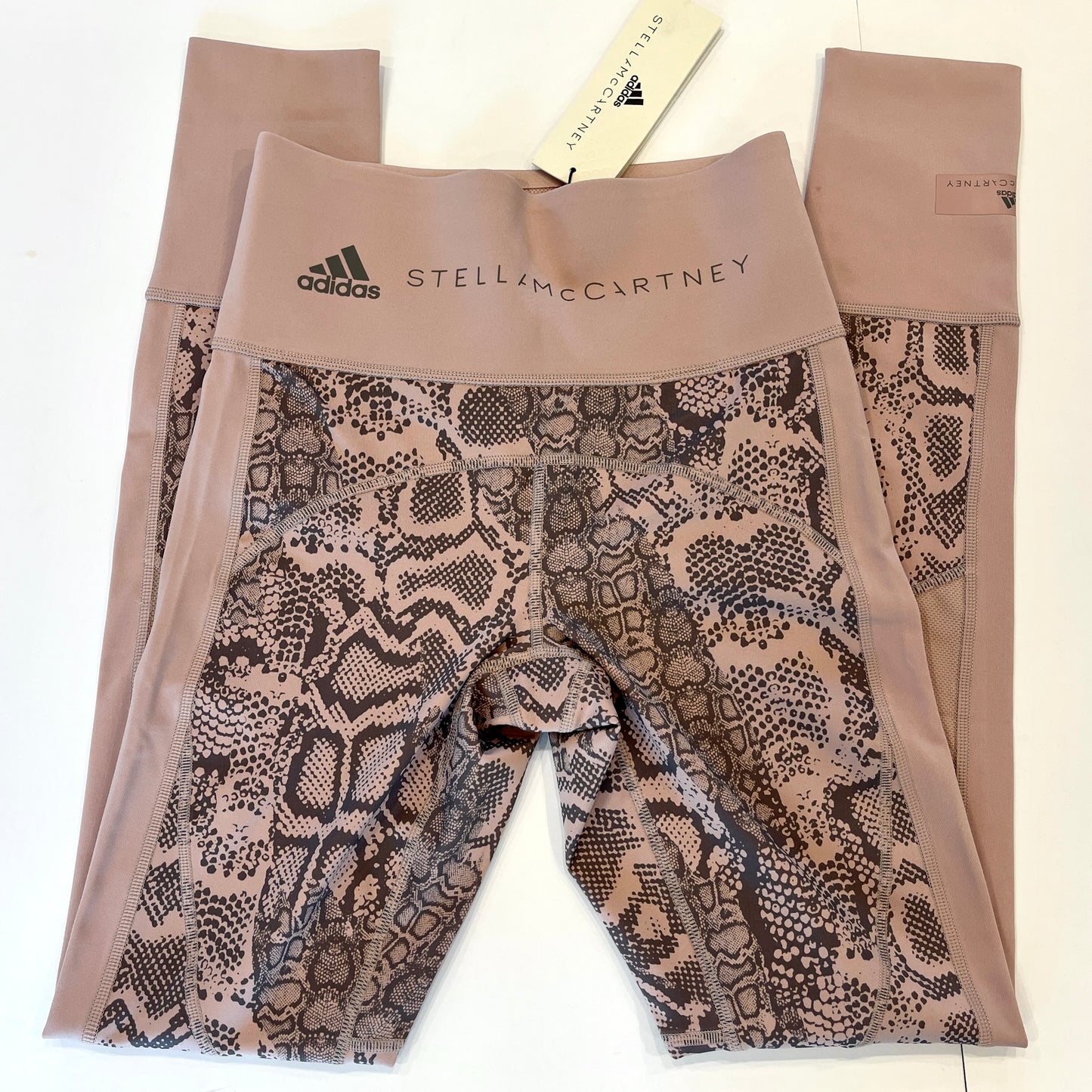 Stella McCartney Adidas Train BT Athletic Leggings in Mauve Tan Snake Brown