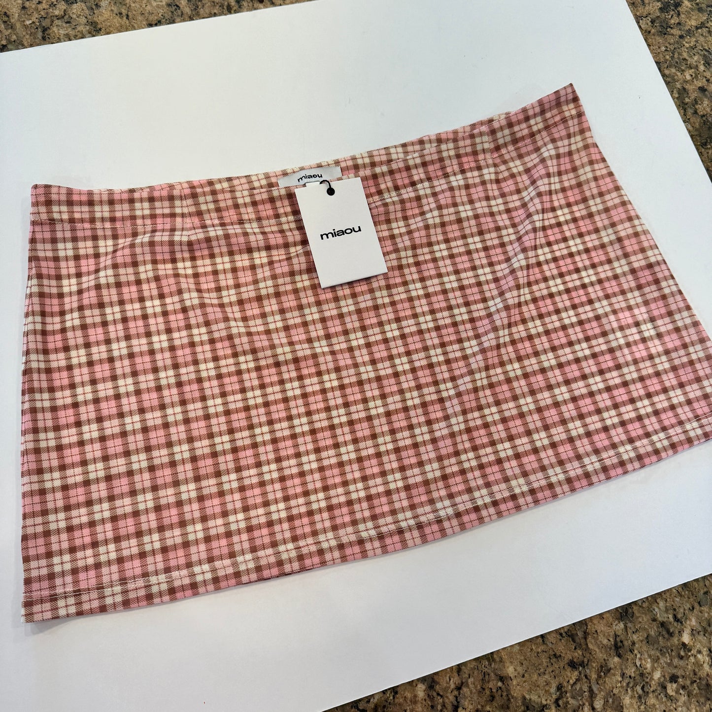 Miaou Fig Mini Skirt in Baby Plaid