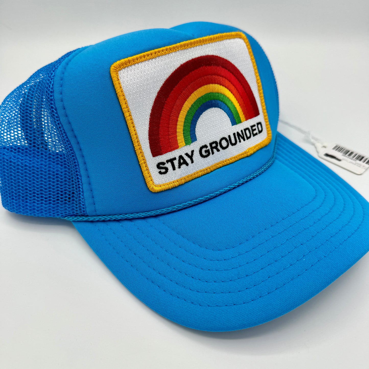 Aviator Nation Stay Grounded Blue Classic Trucker Hat Embroidered Rainbow