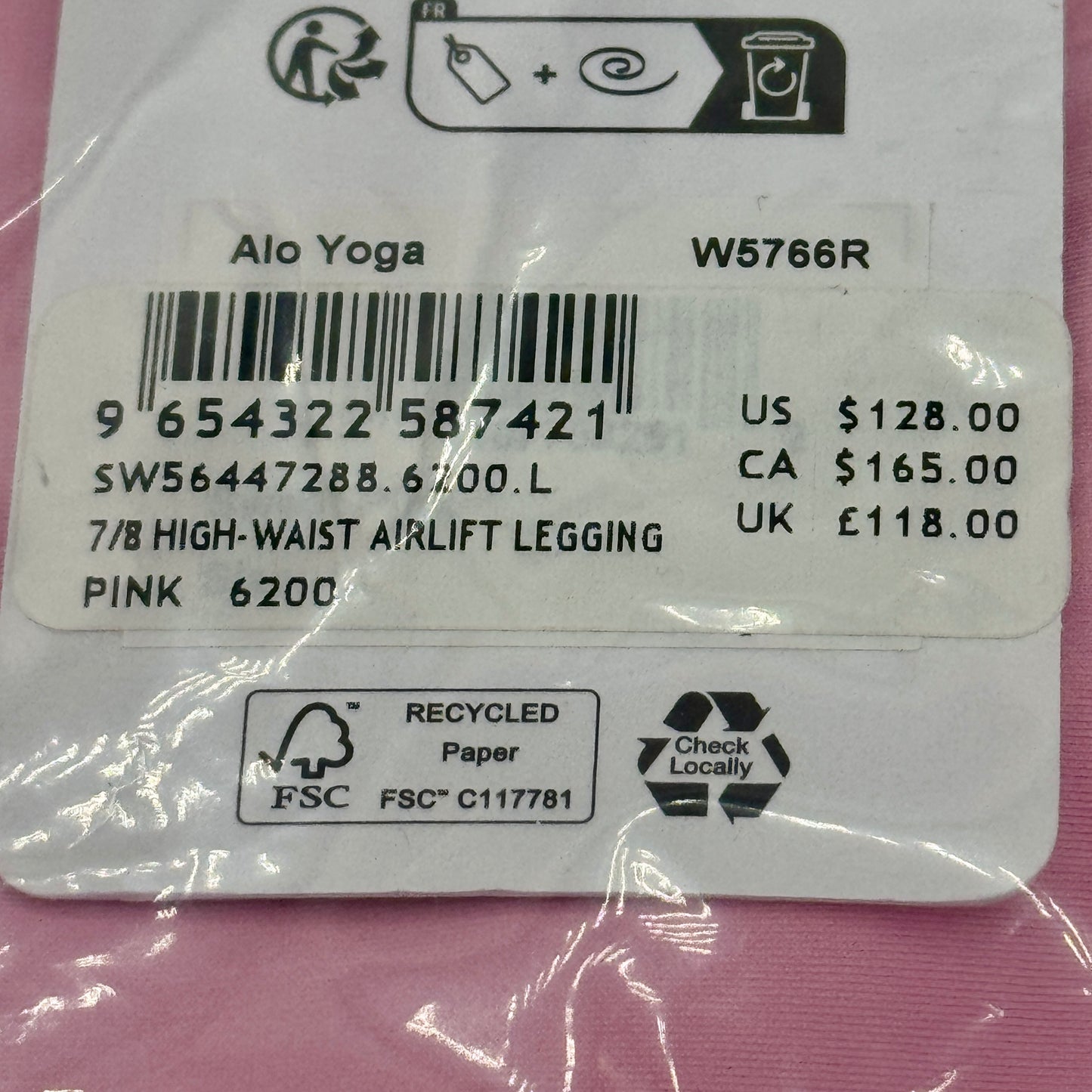 Alo 7/8 Airlift High Waist Legging - Sweet Pink