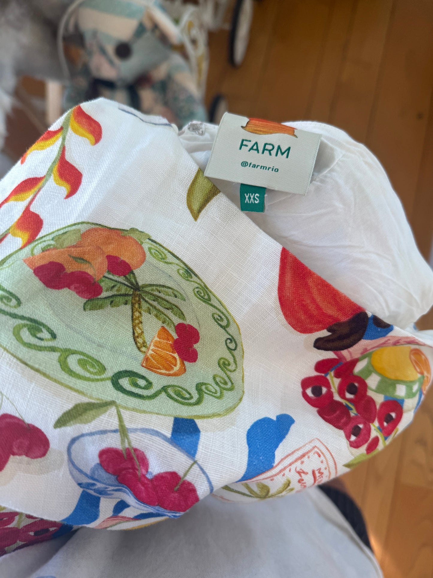 Farm Rio Linen Mini Dress in Fresh Table Multicolor