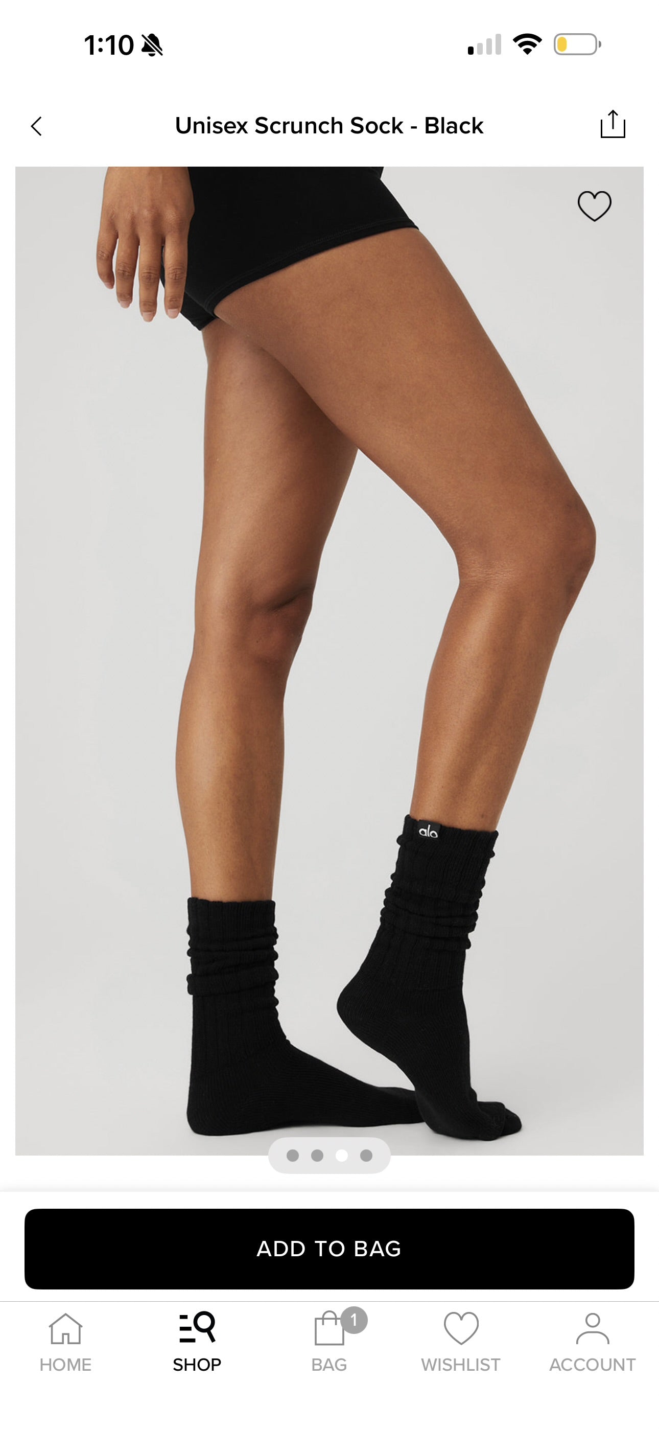 Alo Yoga (Bundle) Unisex Scrunch Socks, 5x Pairs - Black