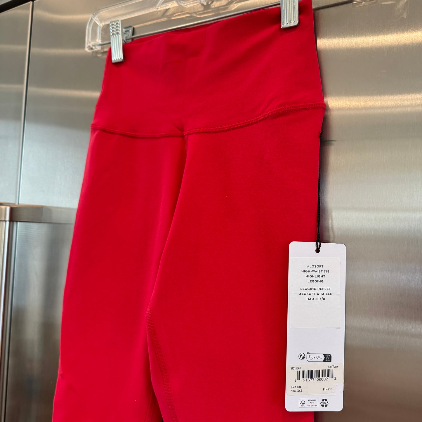 Alo Bold Red Alosoft Leggings High Waisted 7/8 Pants
