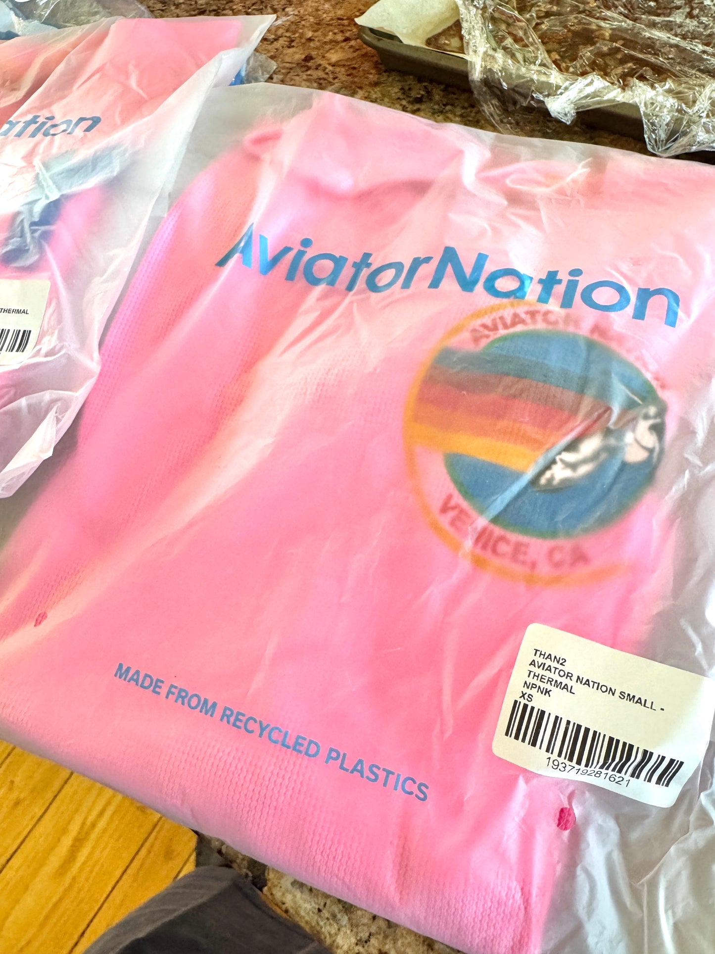 Aviator Nation Thermal Shirt with Venice Logo Neon Pink Unisex