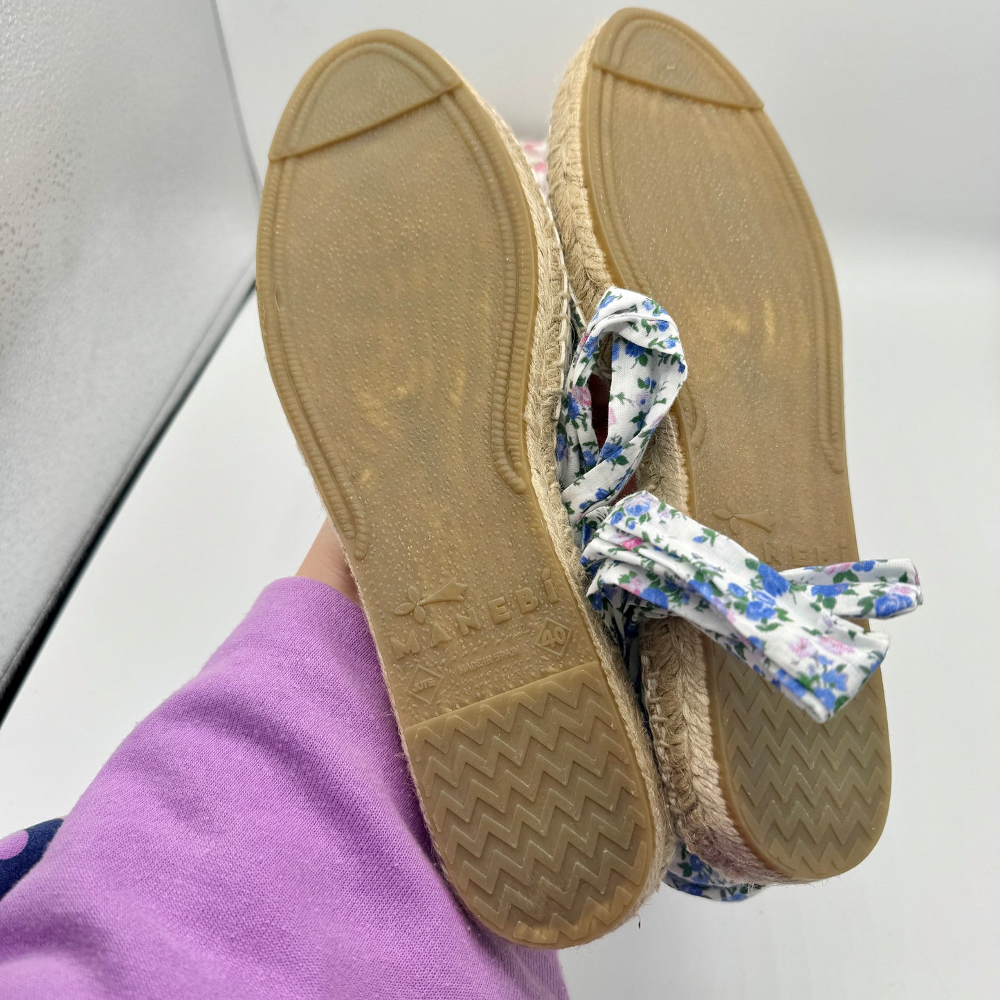 LoveShackFancy x Manebi Valencia Espadrille Blue Jay Song Floral wraparound