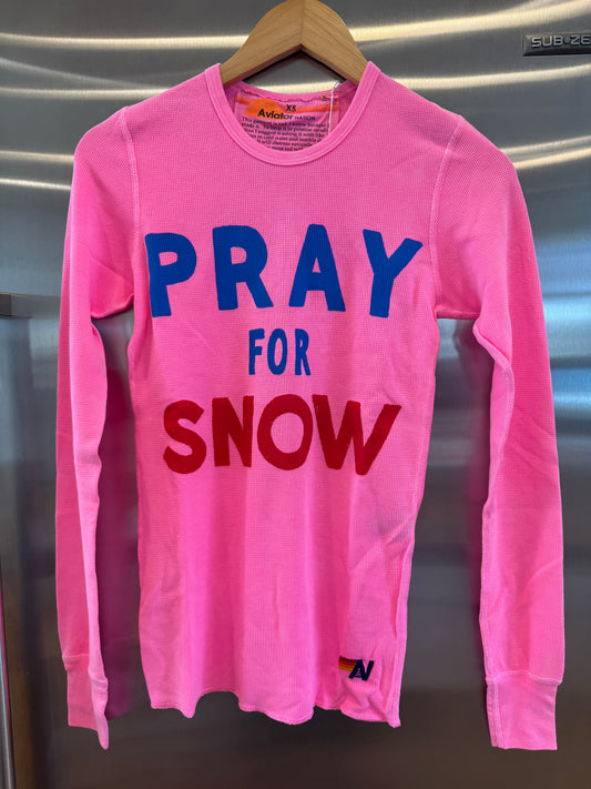 Aviator Nation Thermal Pray For Snow Shirt Neon Pink Unisex