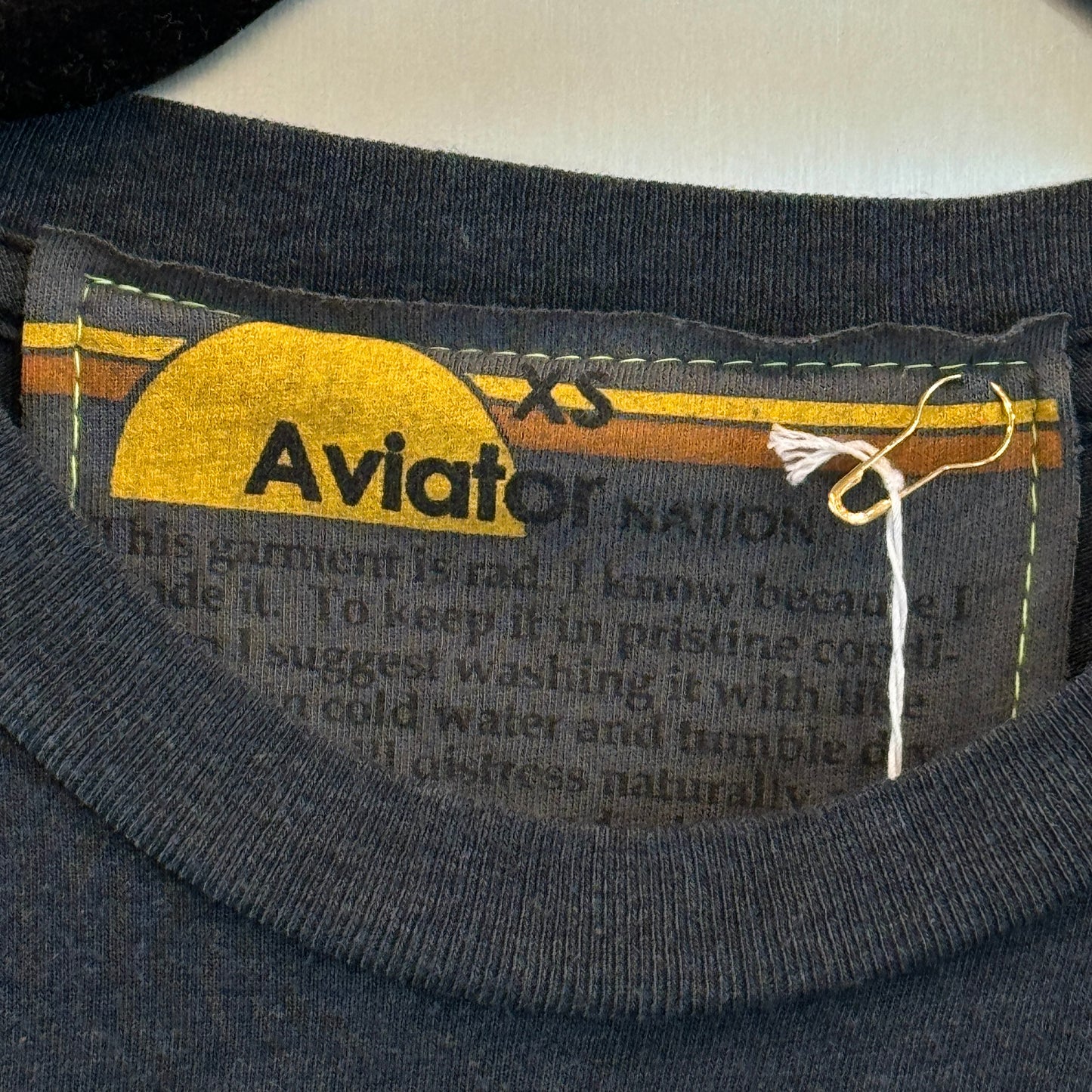 Aviator Nation Women’s Boyfriend Tee in Charcoal Grey Classic Rainbow Logo