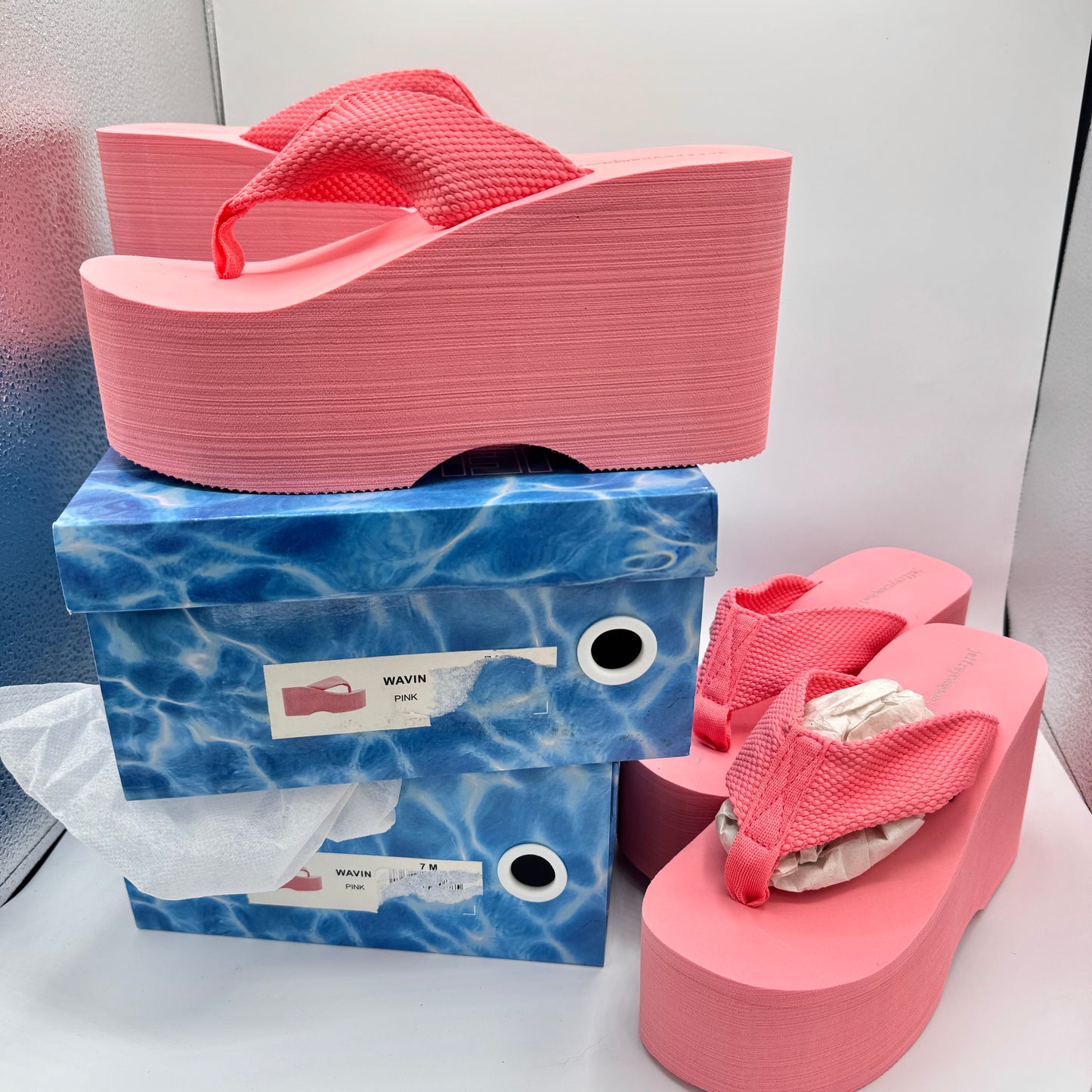 Jeffrey Campbell BUNDLE (2 Pairs) Wavin Platform Sandals Pink