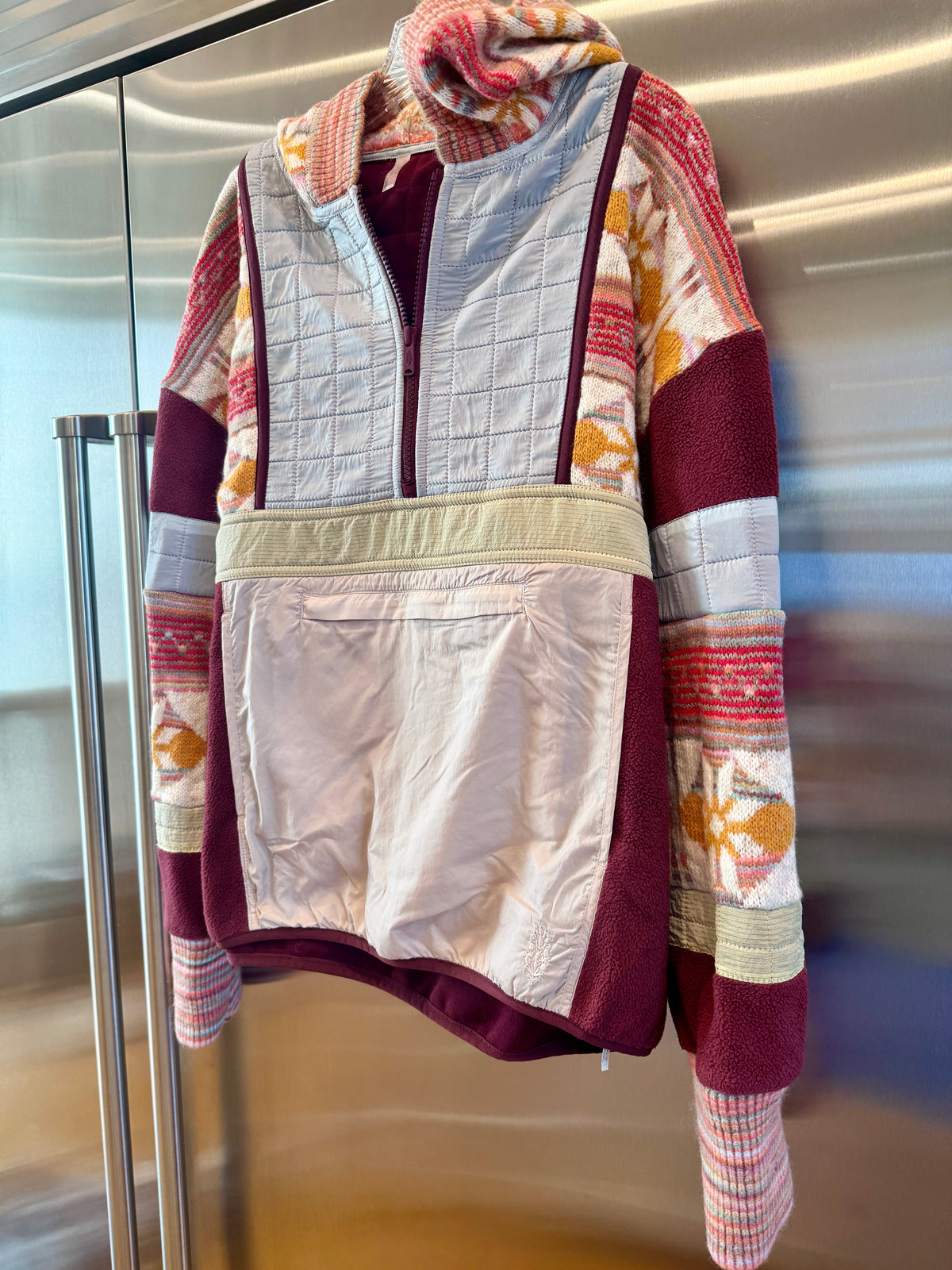 Free People To The Peak Quarter Zip Anorak Knit / Fleece Jacket - Mahogany , FP Movement