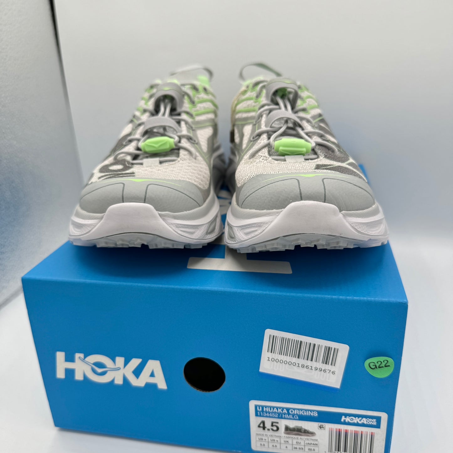 Hoka Huaka Origins Unisex Shoes Running Sneakers Light Grey Green Quick Lace